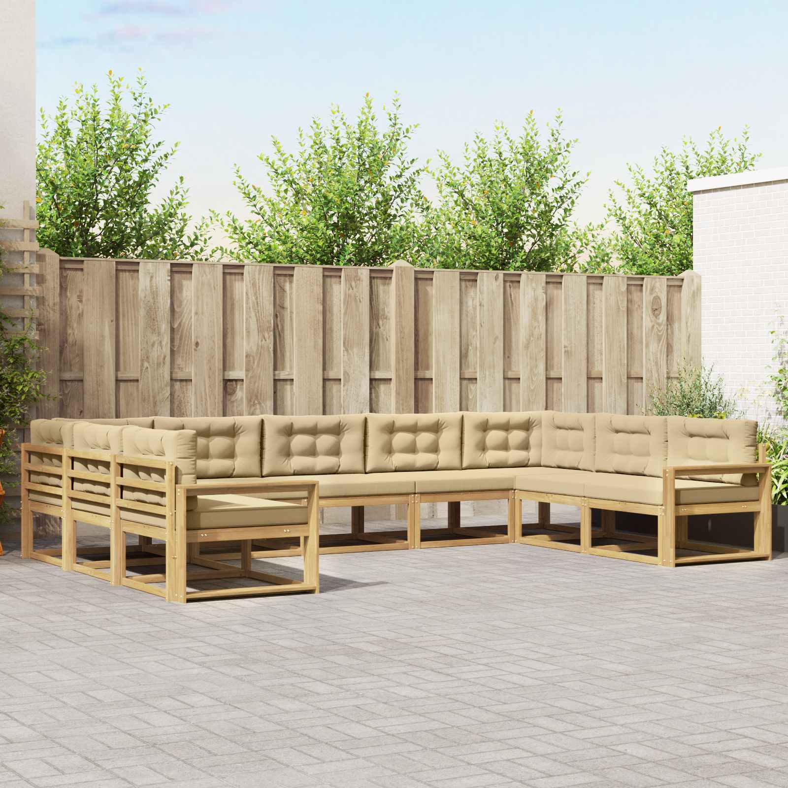 vidaXL Buiten bankenset 9 pcs Naturel Massief Acaciahout