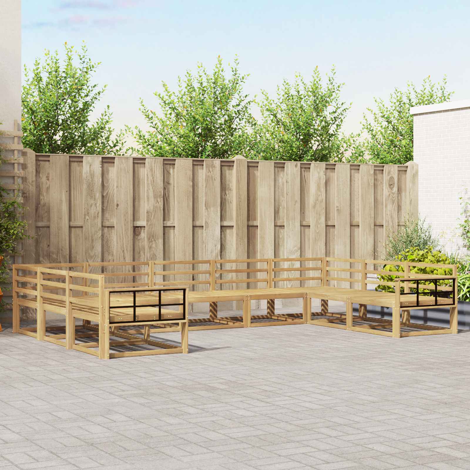 vidaXL Buiten bankenset 9 pcs Naturel Massief Acaciahout