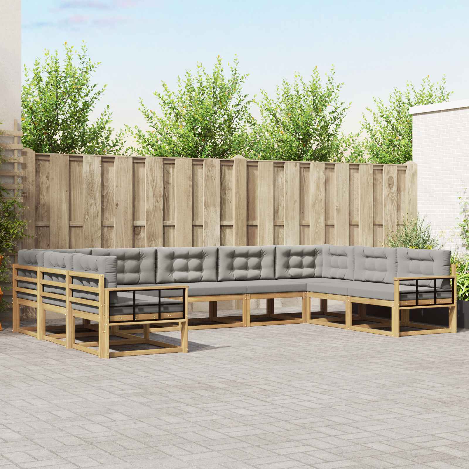 vidaXL Buiten bankenset 9 pcs Naturel Massief Acaciahout