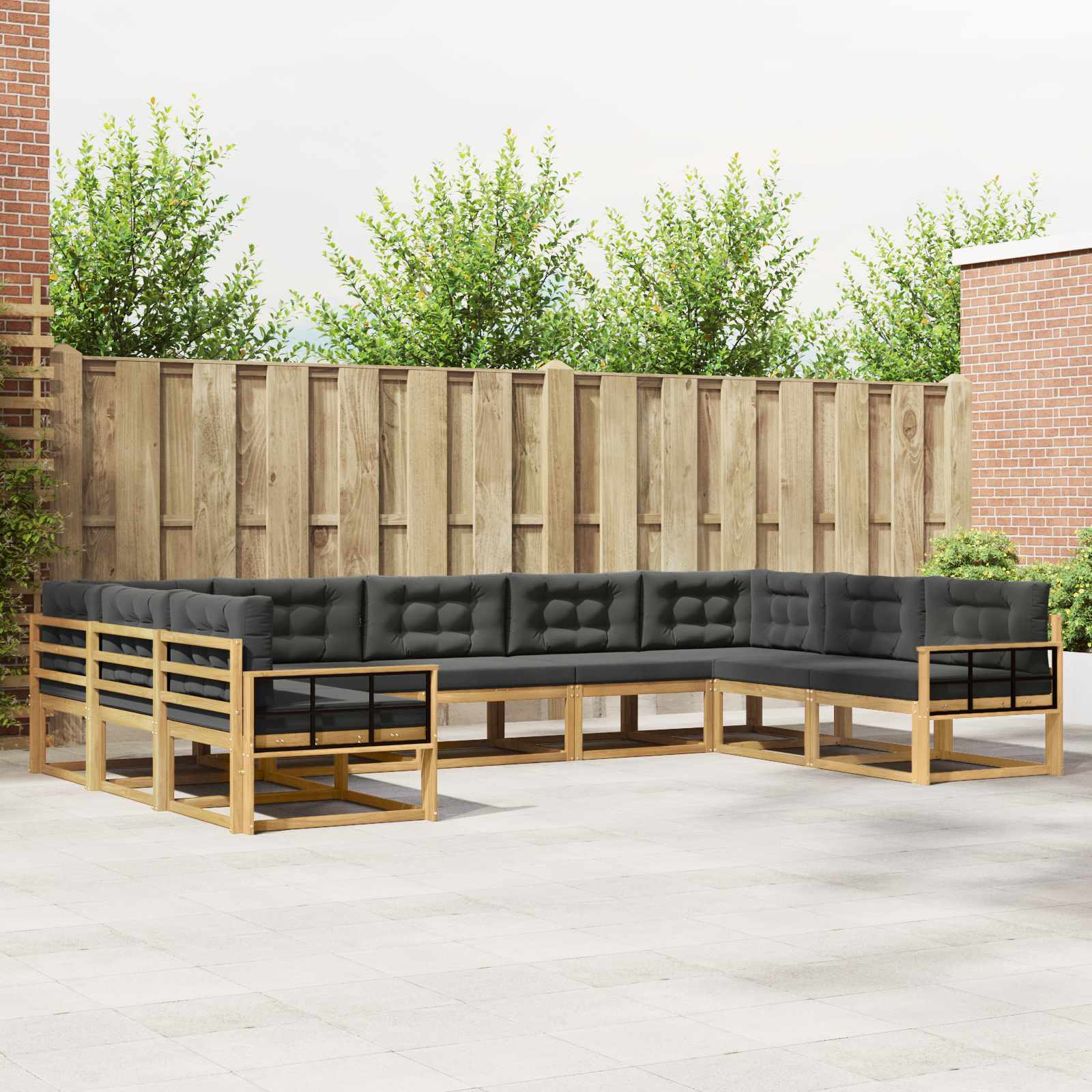 vidaXL Buiten bankenset 9 pcs Naturel Massief Acaciahout