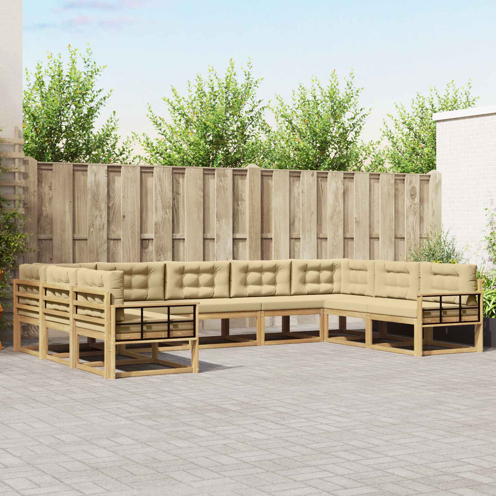 vidaXL Buiten bankenset 9 pcs Naturel Massief Acaciahout