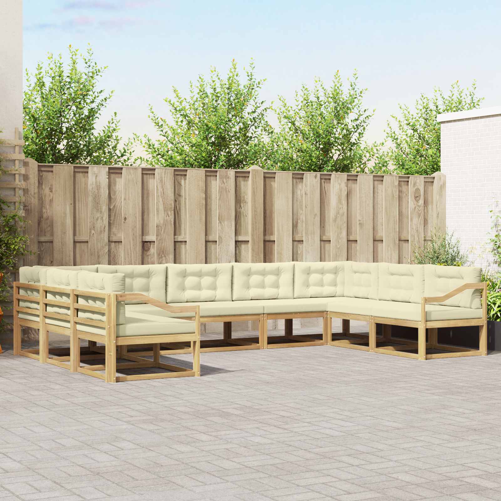 vidaXL Buiten bankenset 9 pcs Naturel Massief Acaciahout