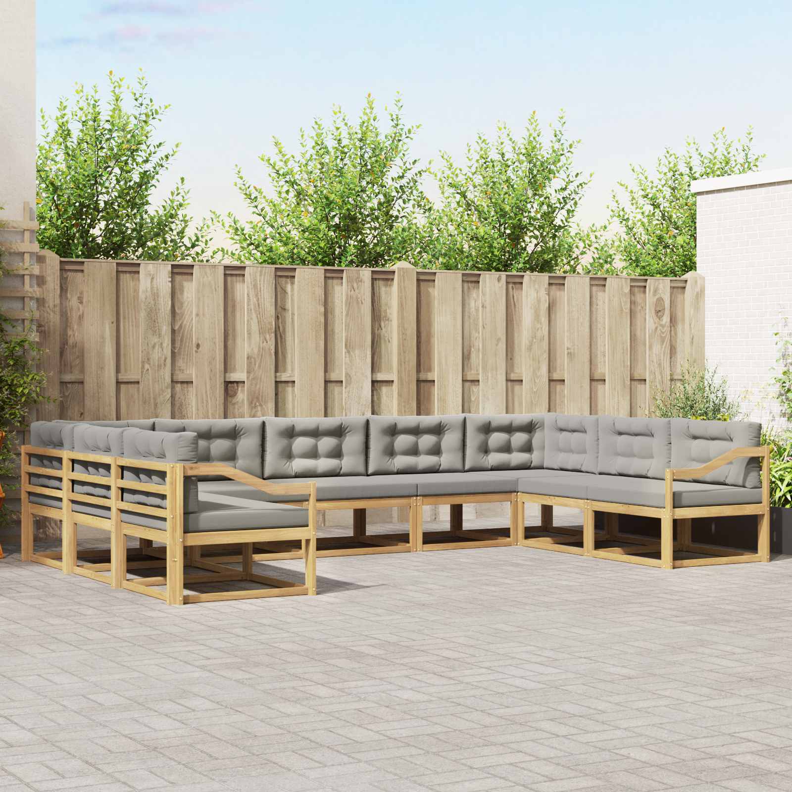 vidaXL Buiten bankenset 9 pcs Naturel Massief Acaciahout