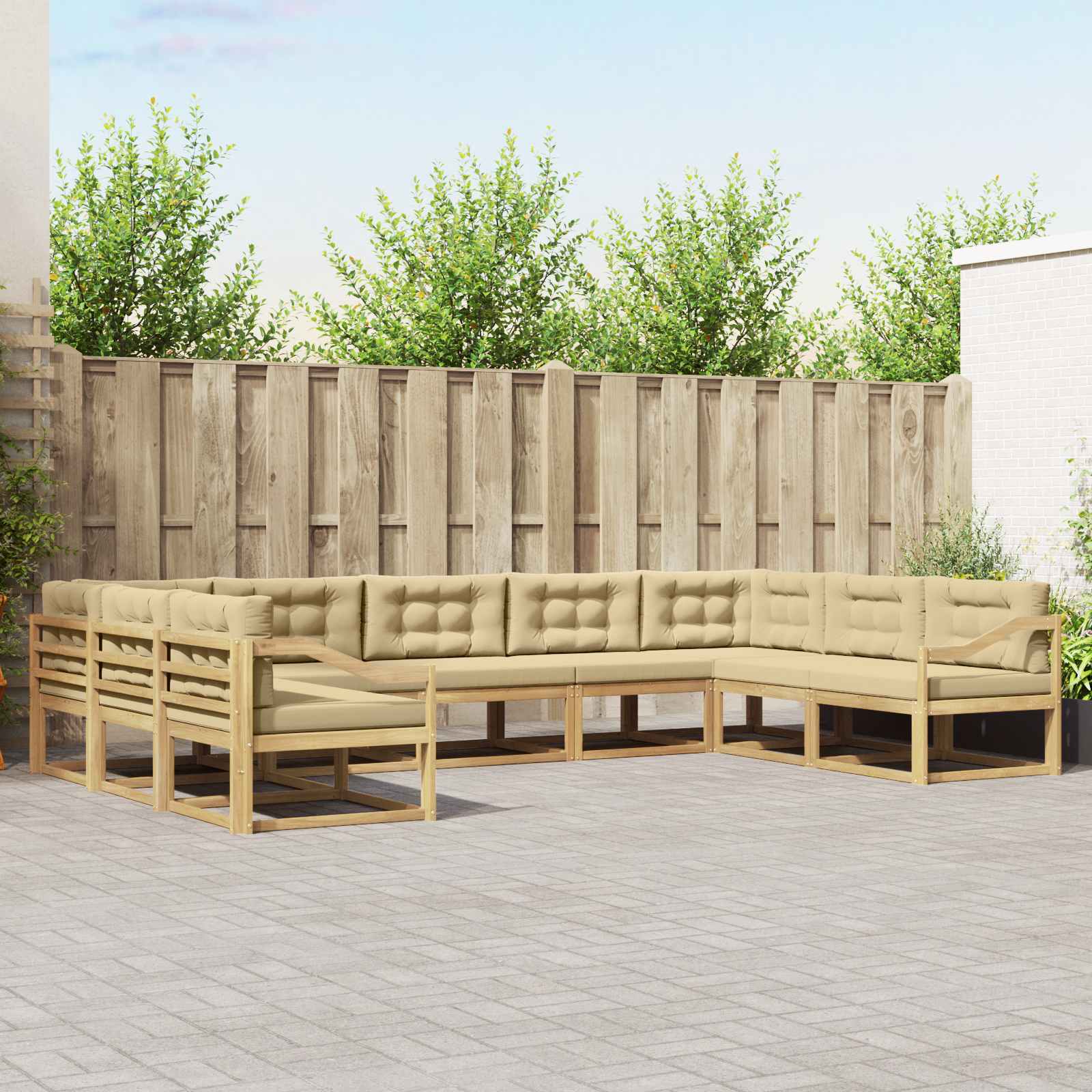 vidaXL Buiten bankenset 9 pcs Naturel Massief Acaciahout
