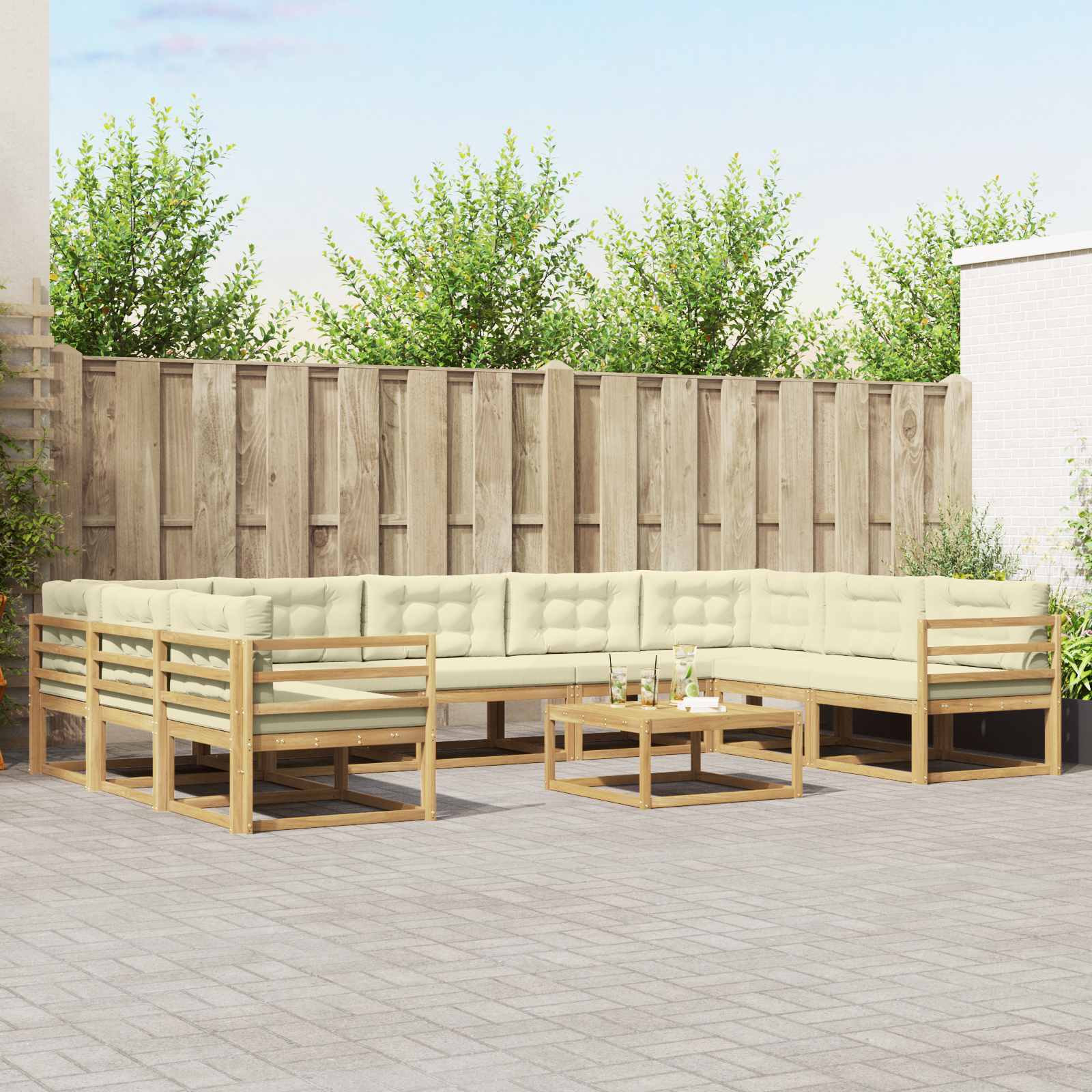 vidaXL Buiten bankenset 10 pcs Naturel Massief Acaciahout