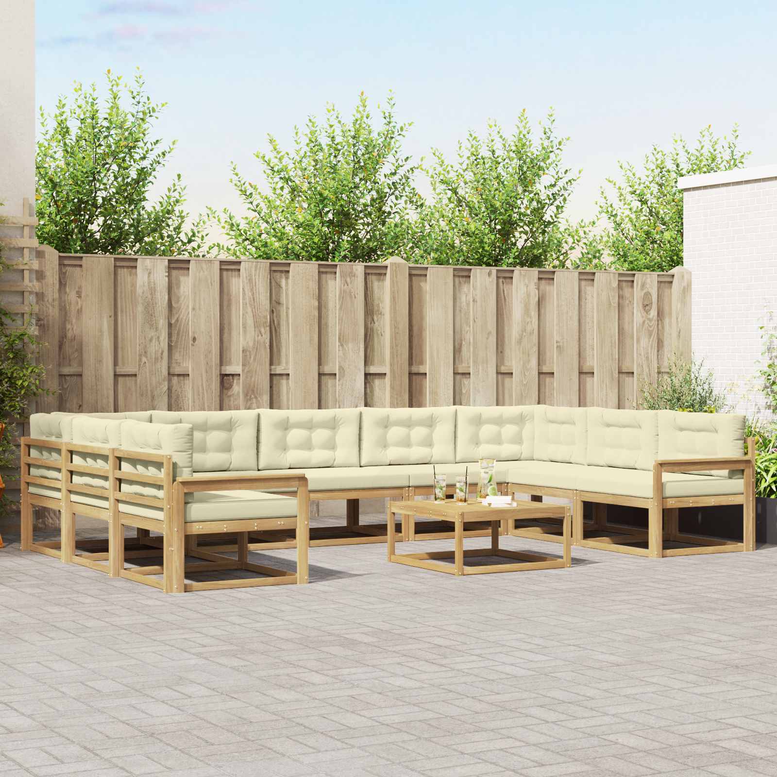 vidaXL Buiten bankenset 10 pcs Naturel Massief Acaciahout