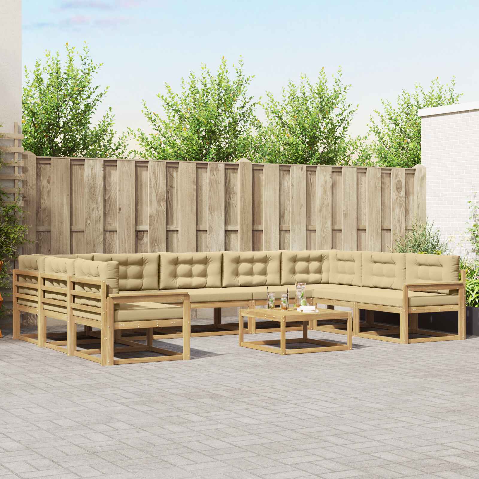 vidaXL Buiten bankenset 10 pcs Naturel Massief Acaciahout