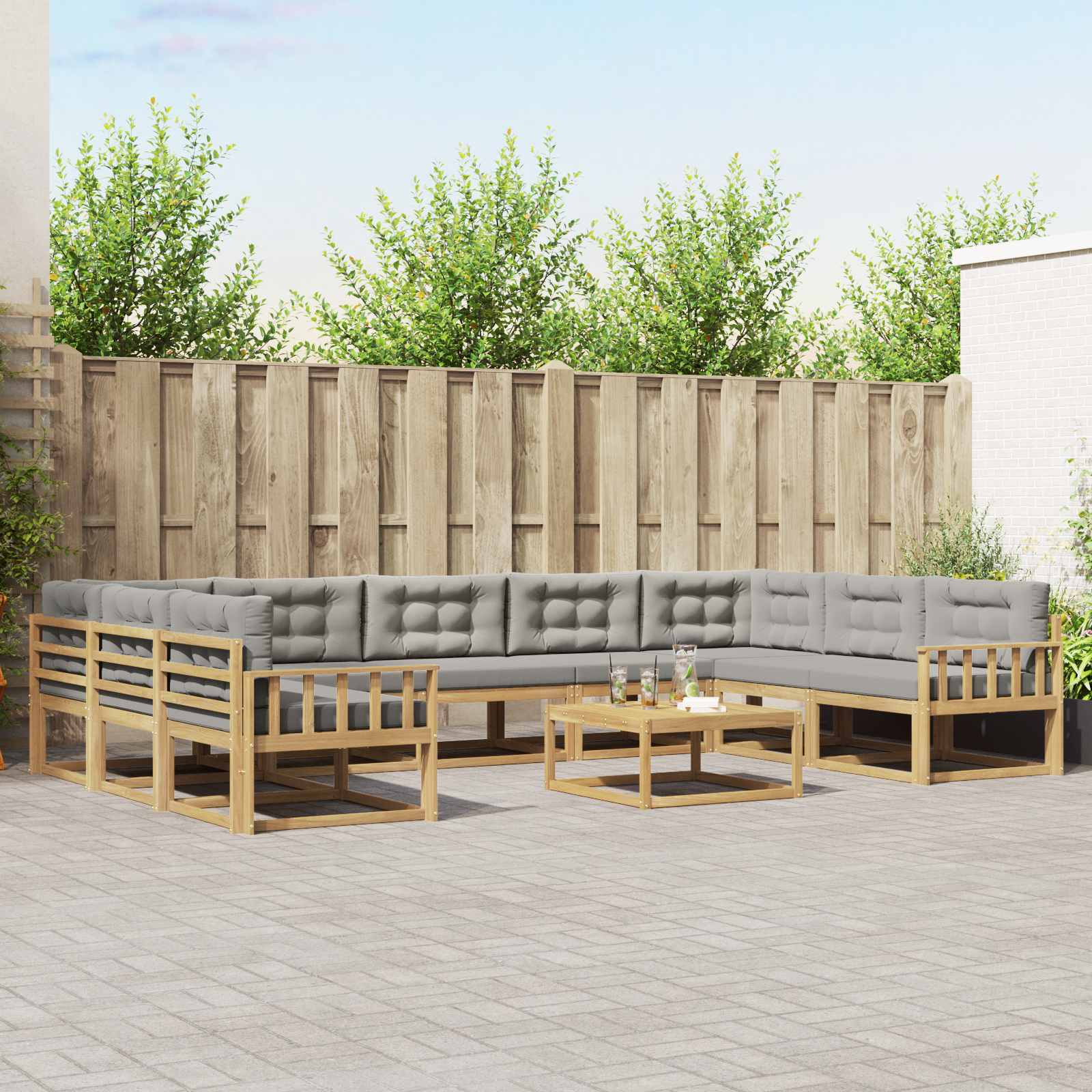 vidaXL Buiten bankenset 10 pcs Naturel Massief Acaciahout
