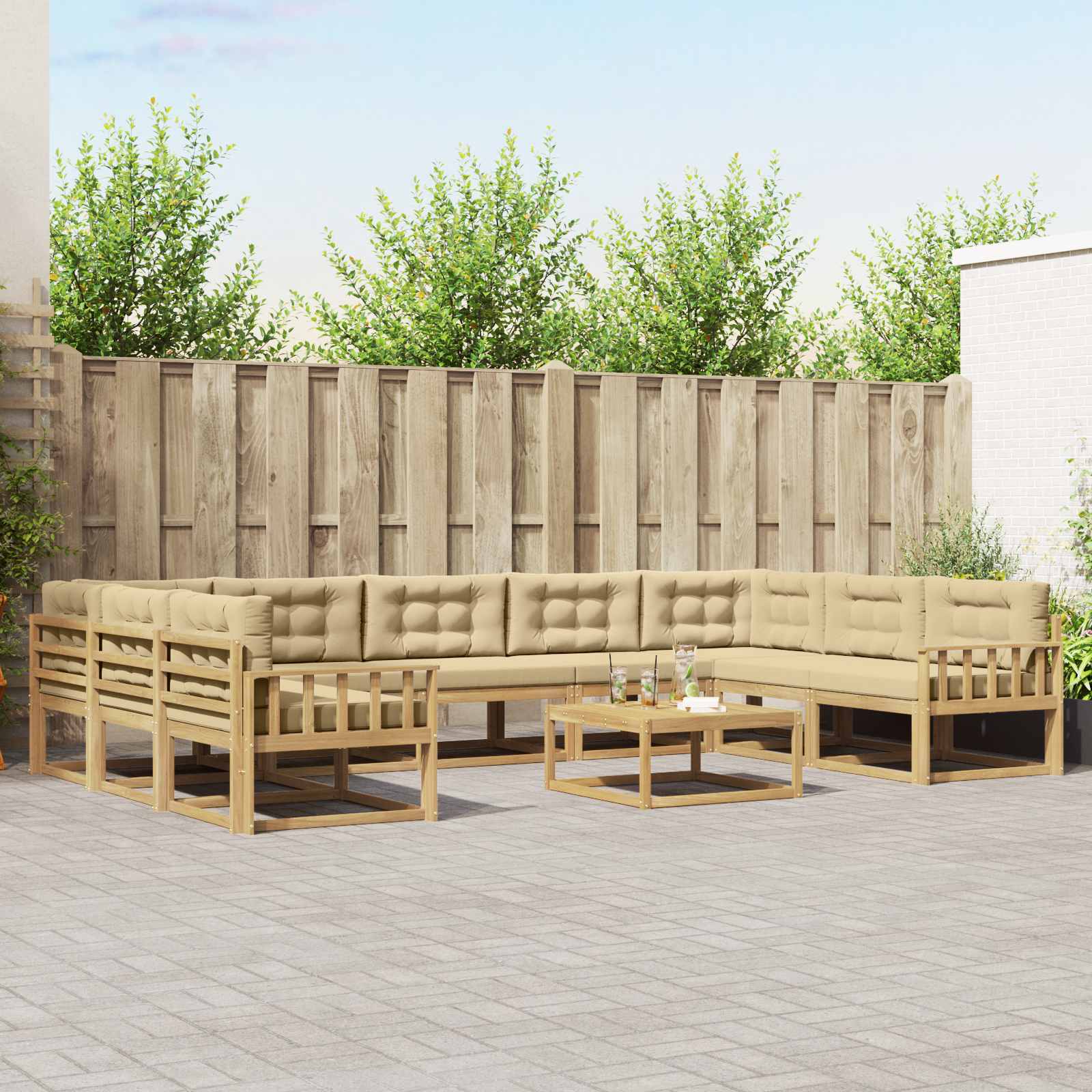 vidaXL Buiten bankenset 10 pcs Naturel Massief Acaciahout