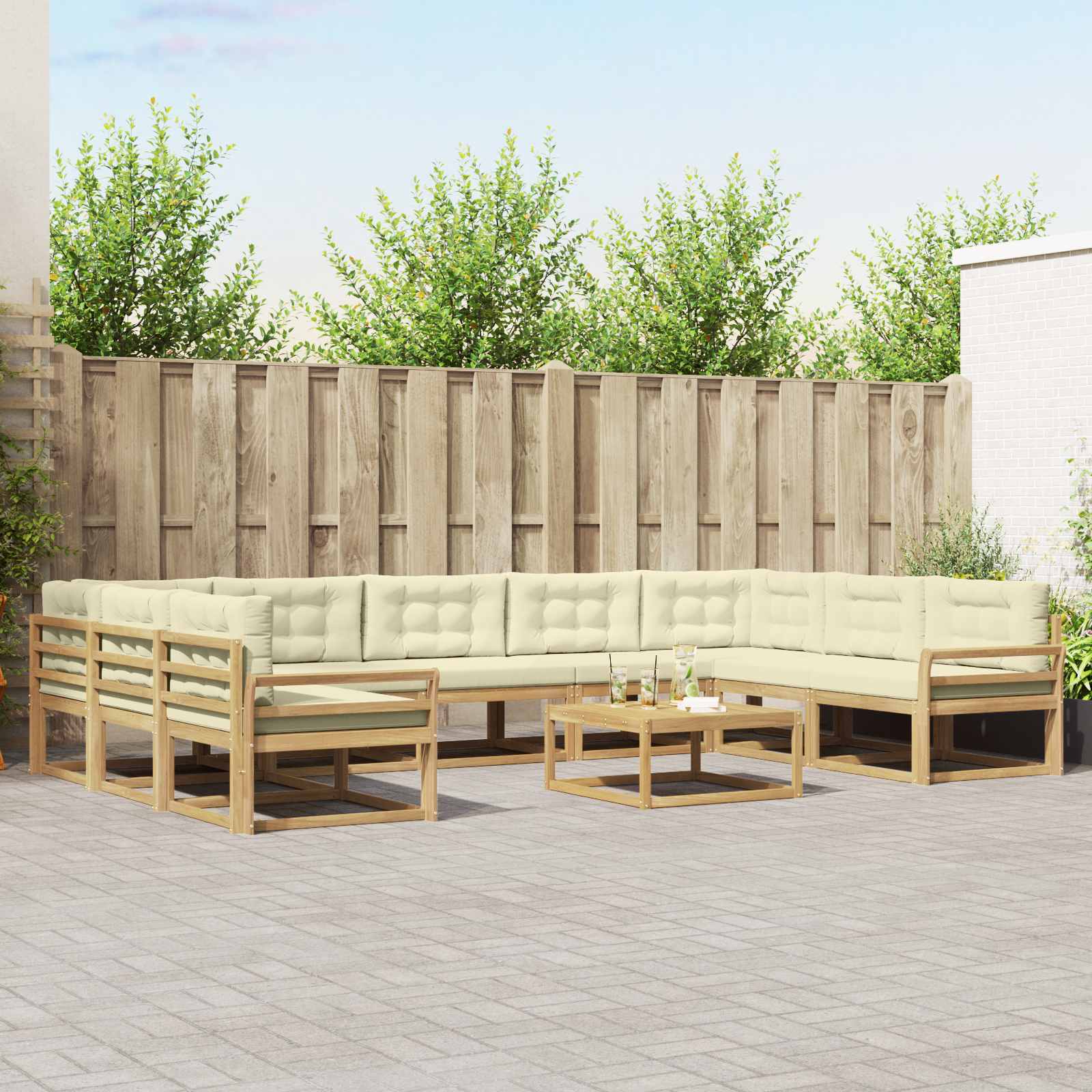 vidaXL Buiten bankenset 10 pcs Naturel Massief Acaciahout