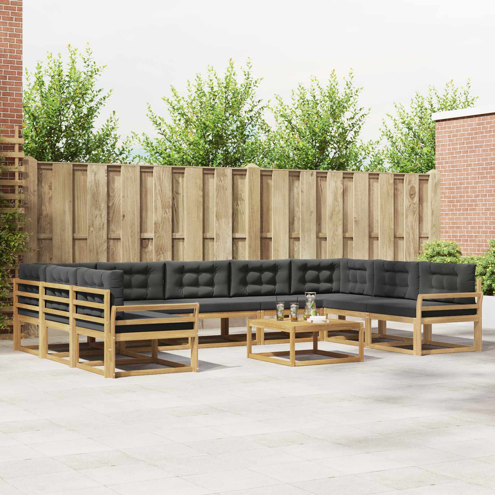 vidaXL Buiten bankenset 10 pcs Naturel Massief Acaciahout