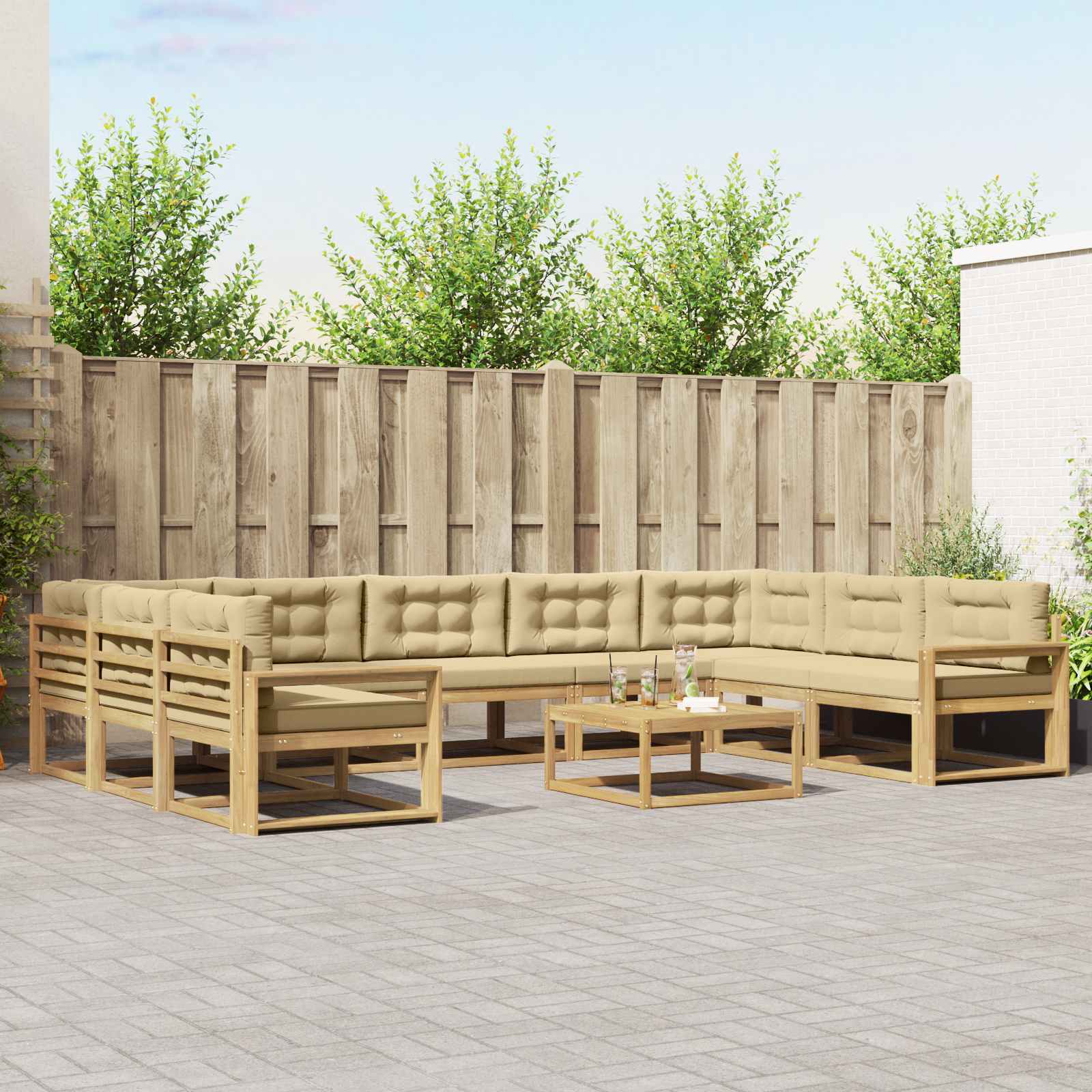 vidaXL Buiten bankenset 10 pcs Naturel Massief Acaciahout