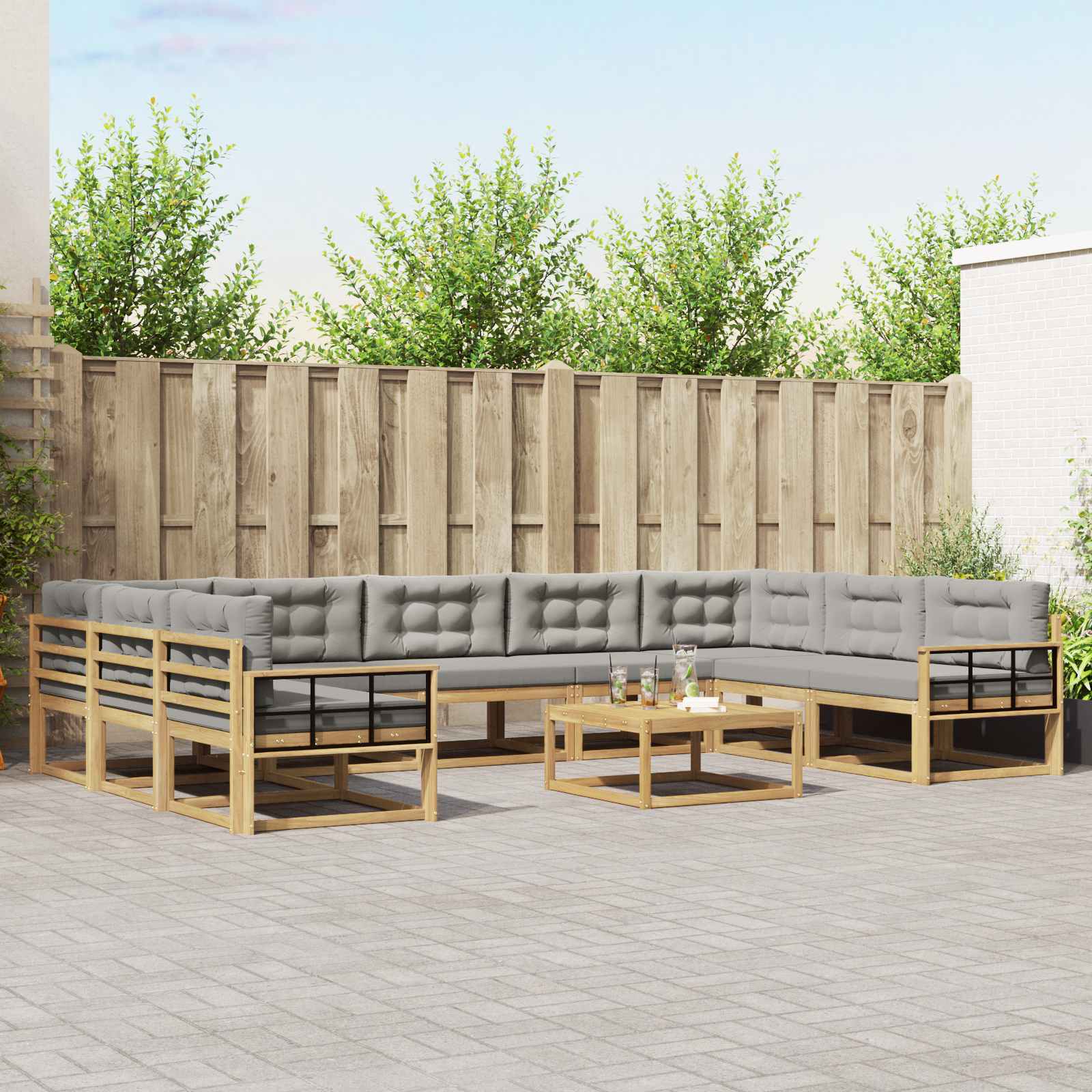 vidaXL Buiten bankenset 10 pcs Naturel Massief Acaciahout