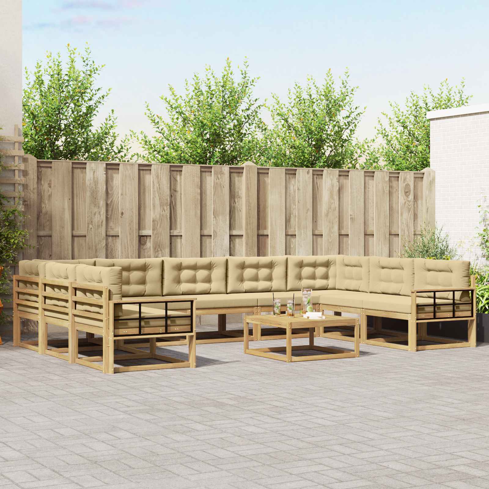 vidaXL Buiten bankenset 10 pcs Naturel Massief Acaciahout