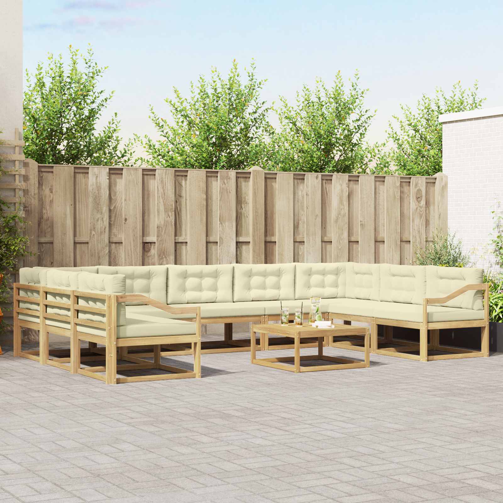 vidaXL Buiten bankenset 10 pcs Naturel Massief Acaciahout