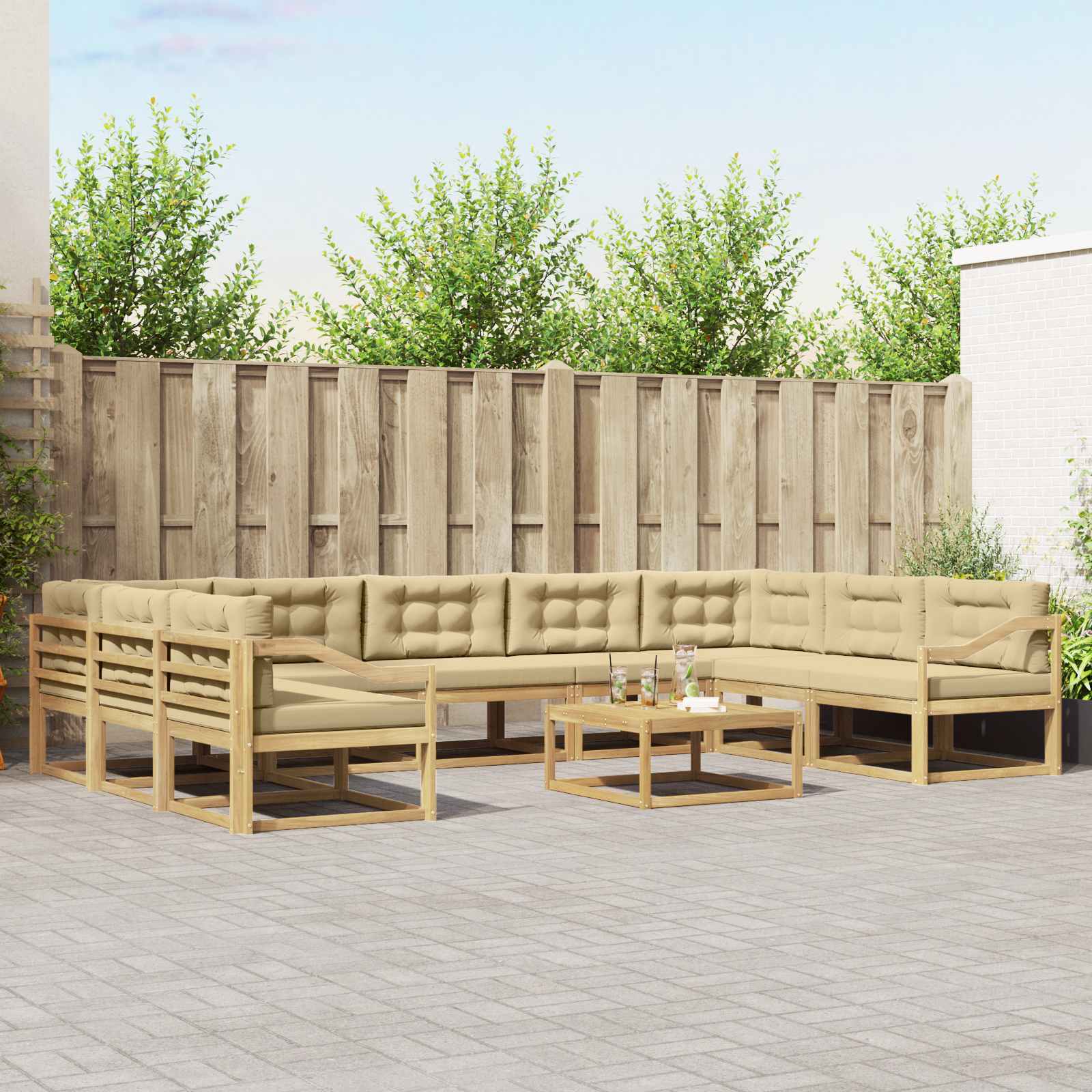 vidaXL Buiten bankenset 10 pcs Naturel Massief Acaciahout
