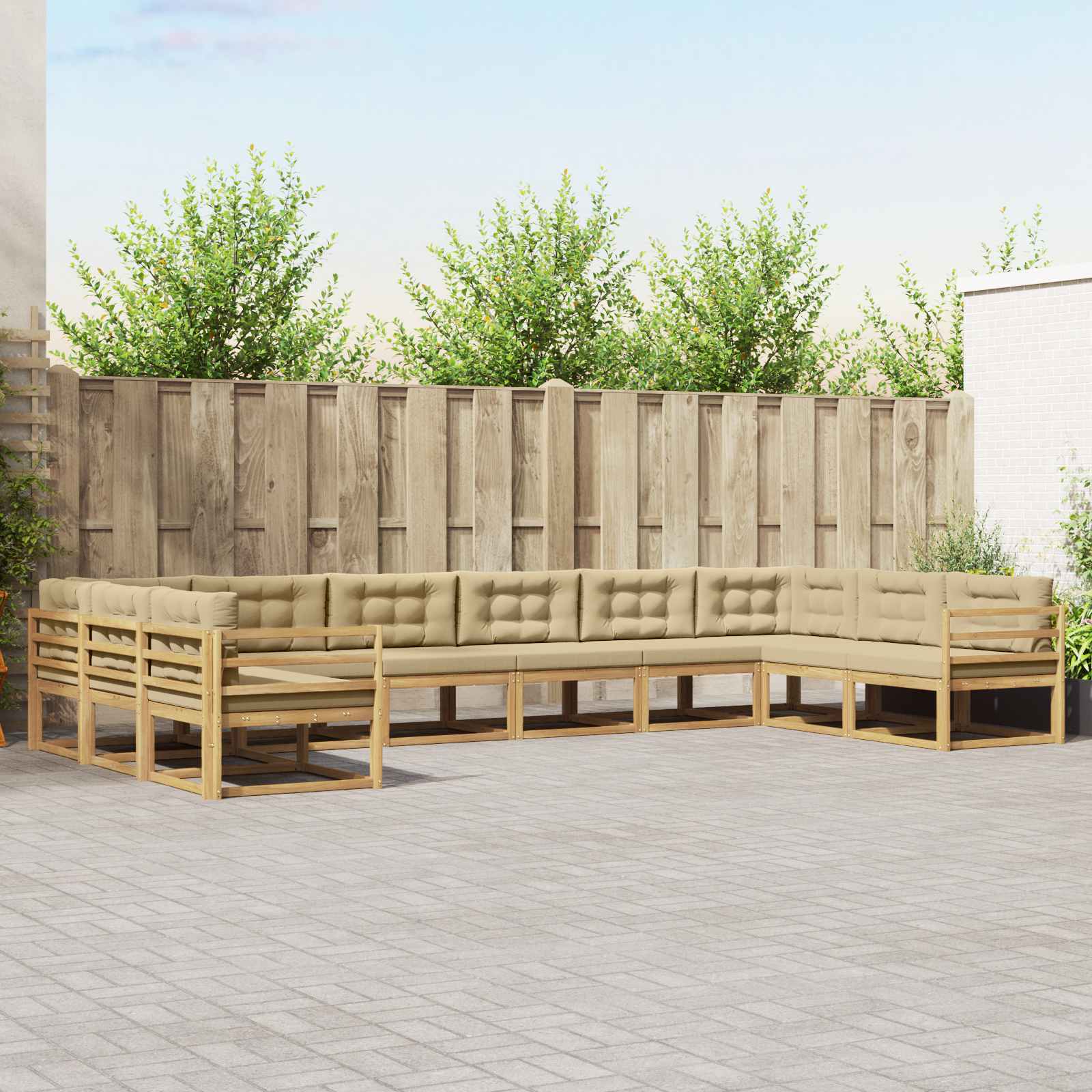 vidaXL Buiten bankenset 10 pcs Naturel Massief Acaciahout