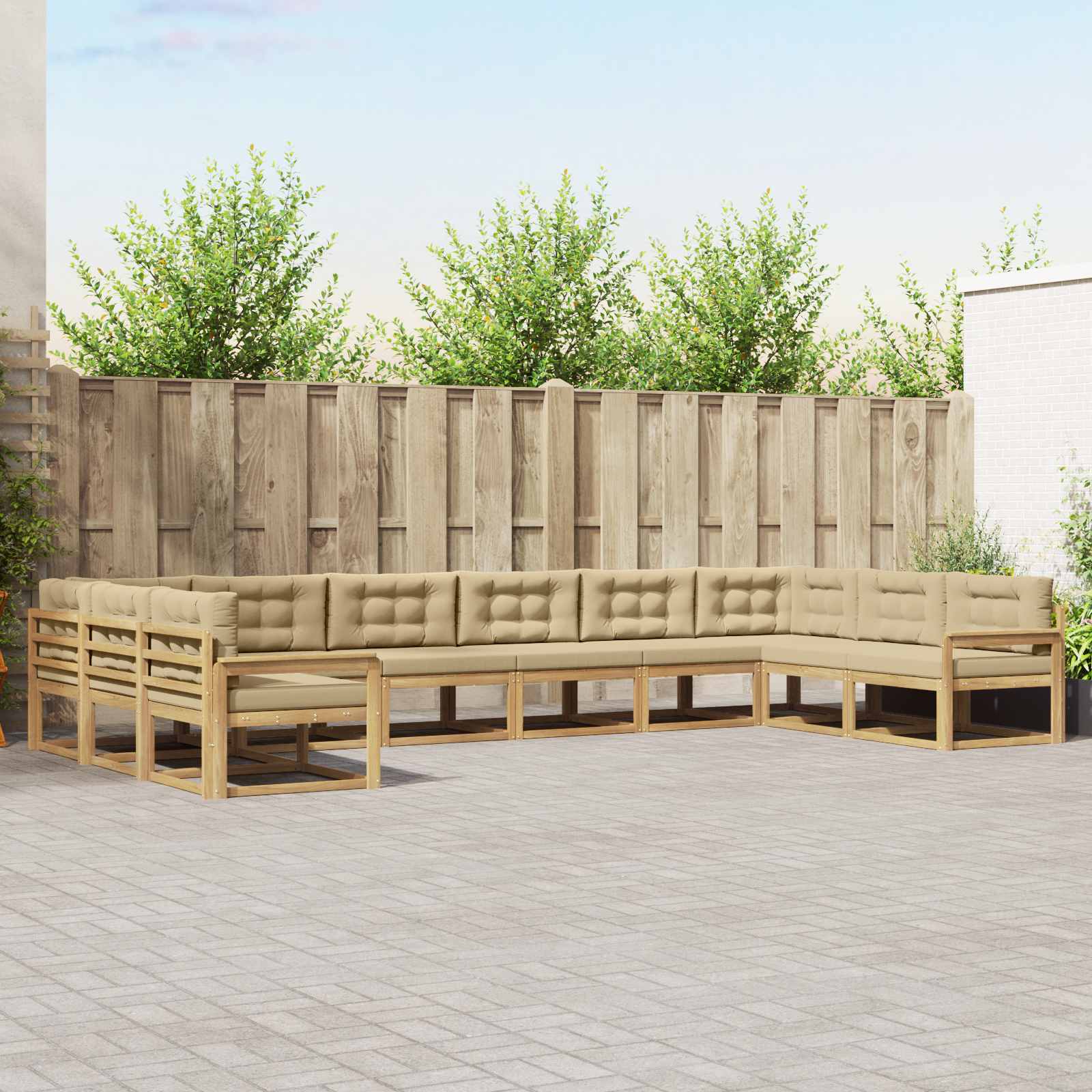 vidaXL Buiten bankenset 10 pcs Naturel Massief Acaciahout
