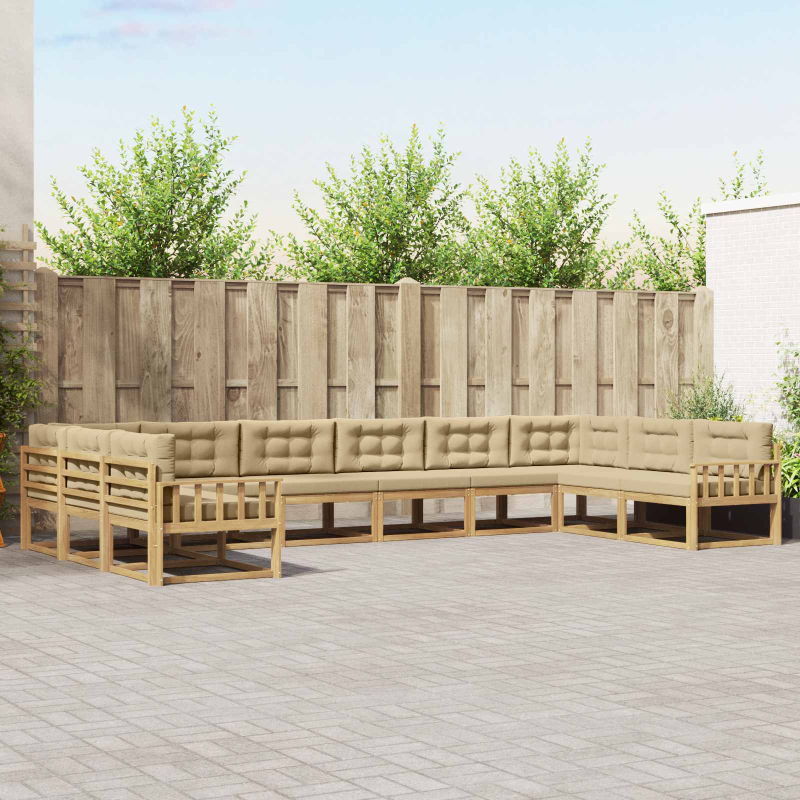 vidaXL Buiten bankenset 10 pcs Naturel Massief Acaciahout