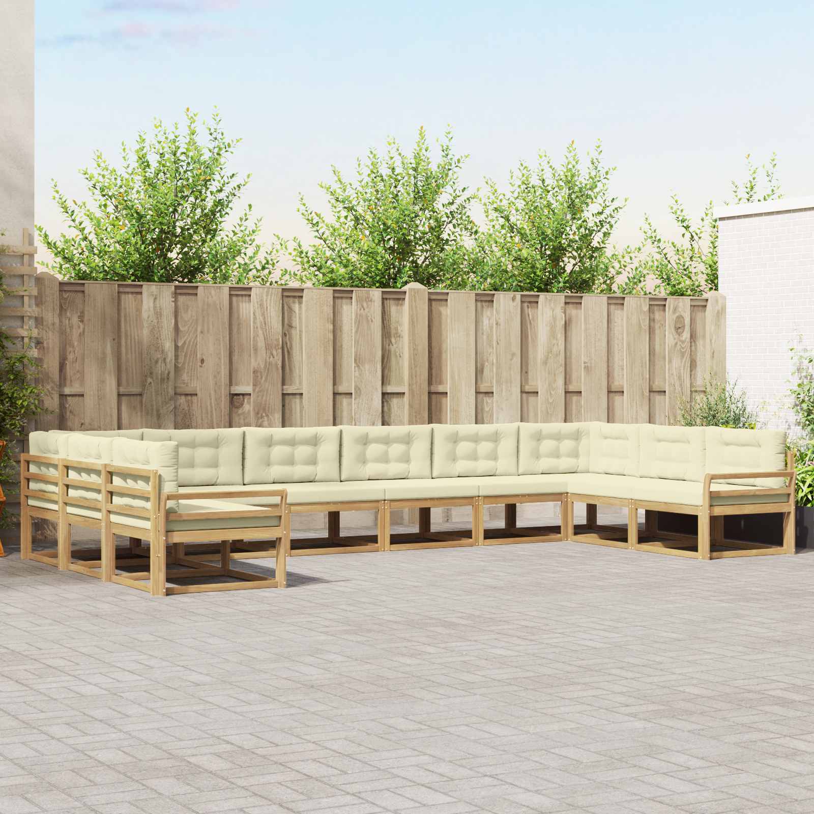 vidaXL Buiten bankenset 10 pcs Naturel Massief Acaciahout