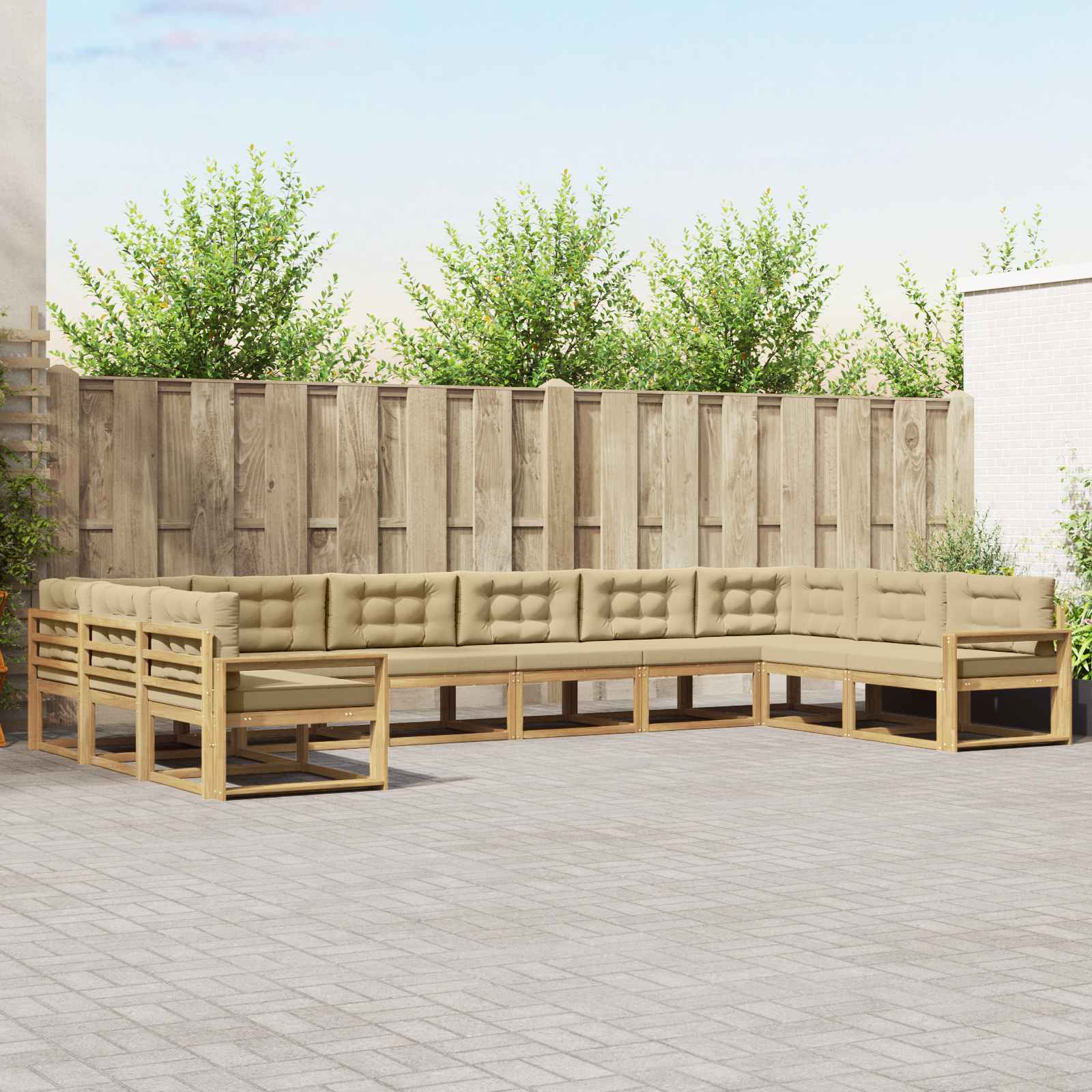 vidaXL Buiten bankenset 10 pcs Naturel Massief Acaciahout