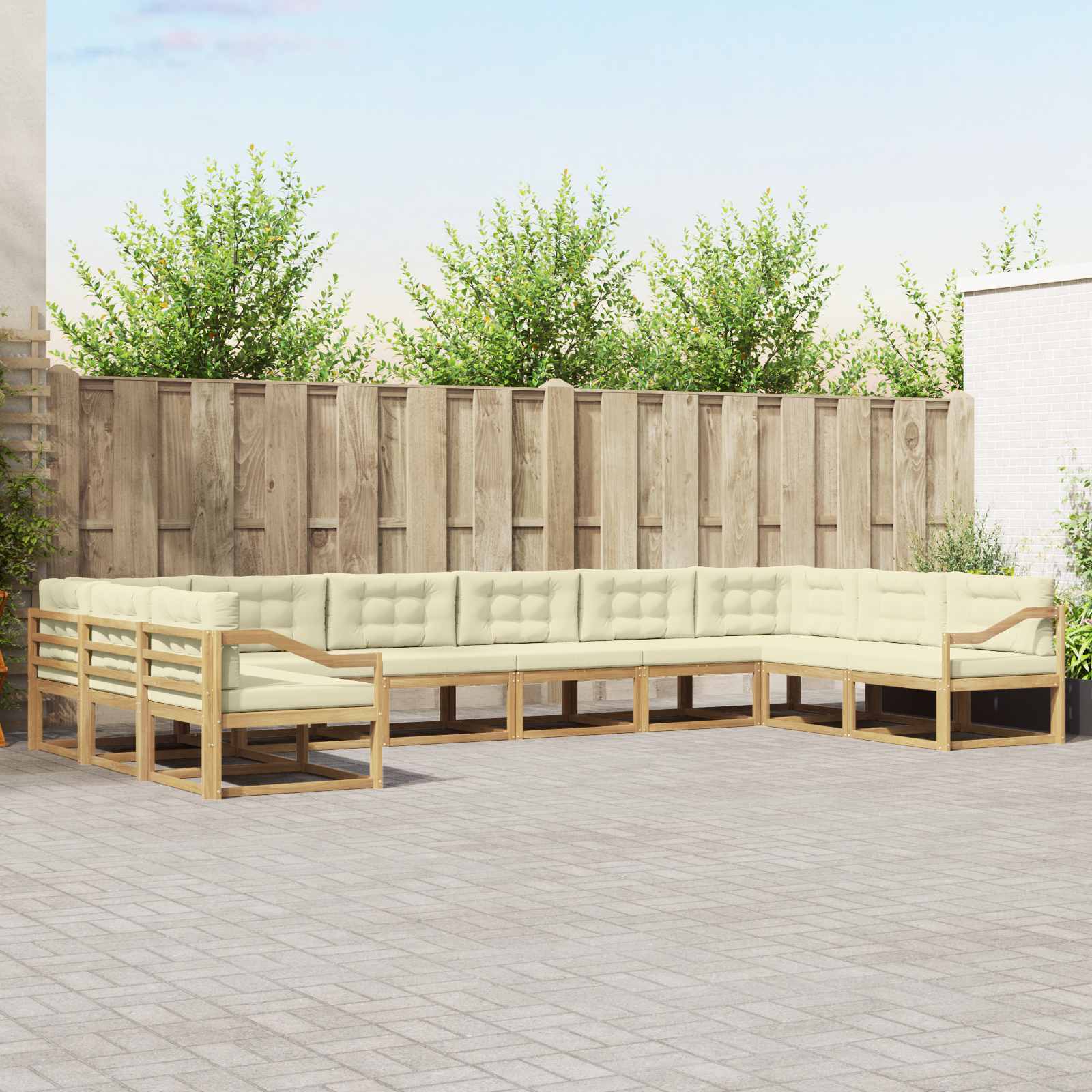 vidaXL Buiten bankenset 10 pcs Naturel Massief Acaciahout