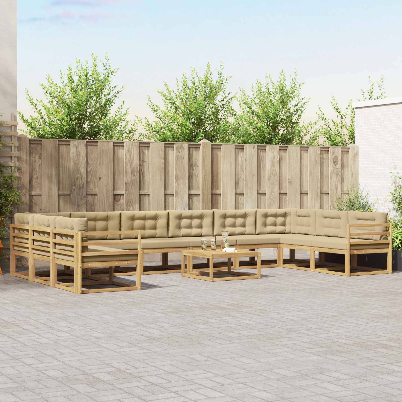 vidaXL Buiten bankenset 11 pcs Naturel Massief Acaciahout