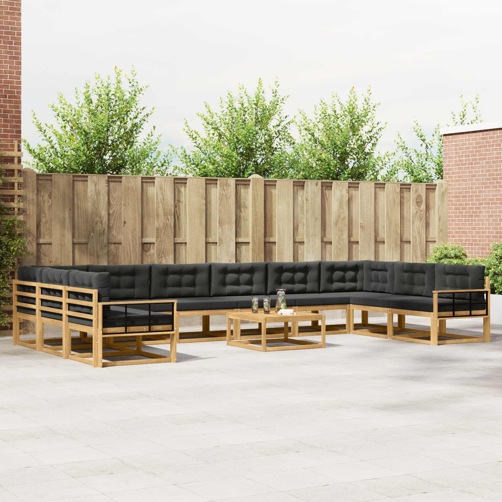 vidaXL Buiten bankenset 11 pcs Naturel Massief Acaciahout