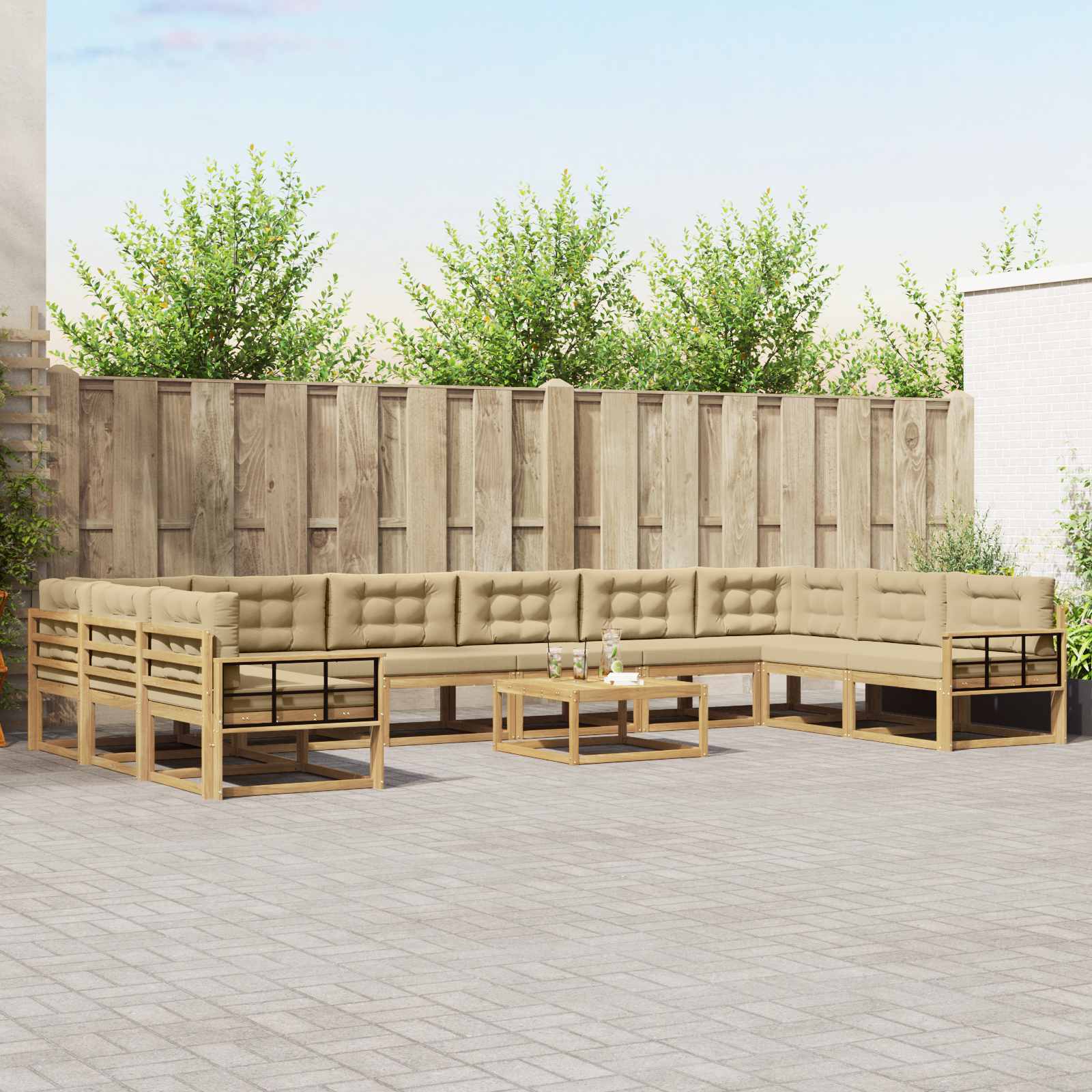 vidaXL Buiten bankenset 11 pcs Naturel Massief Acaciahout