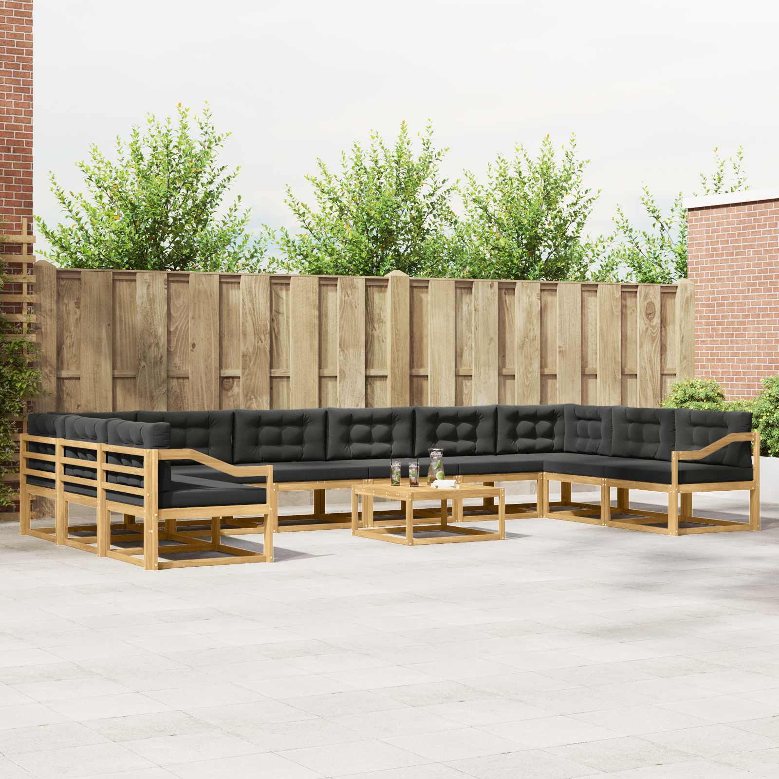 vidaXL Buiten bankenset 11 pcs Naturel Massief Acaciahout
