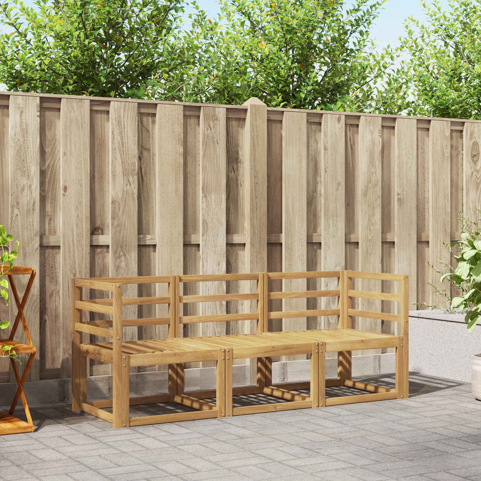 vidaXL Buiten bankenset 3 pcs Naturel Massief Acaciahout