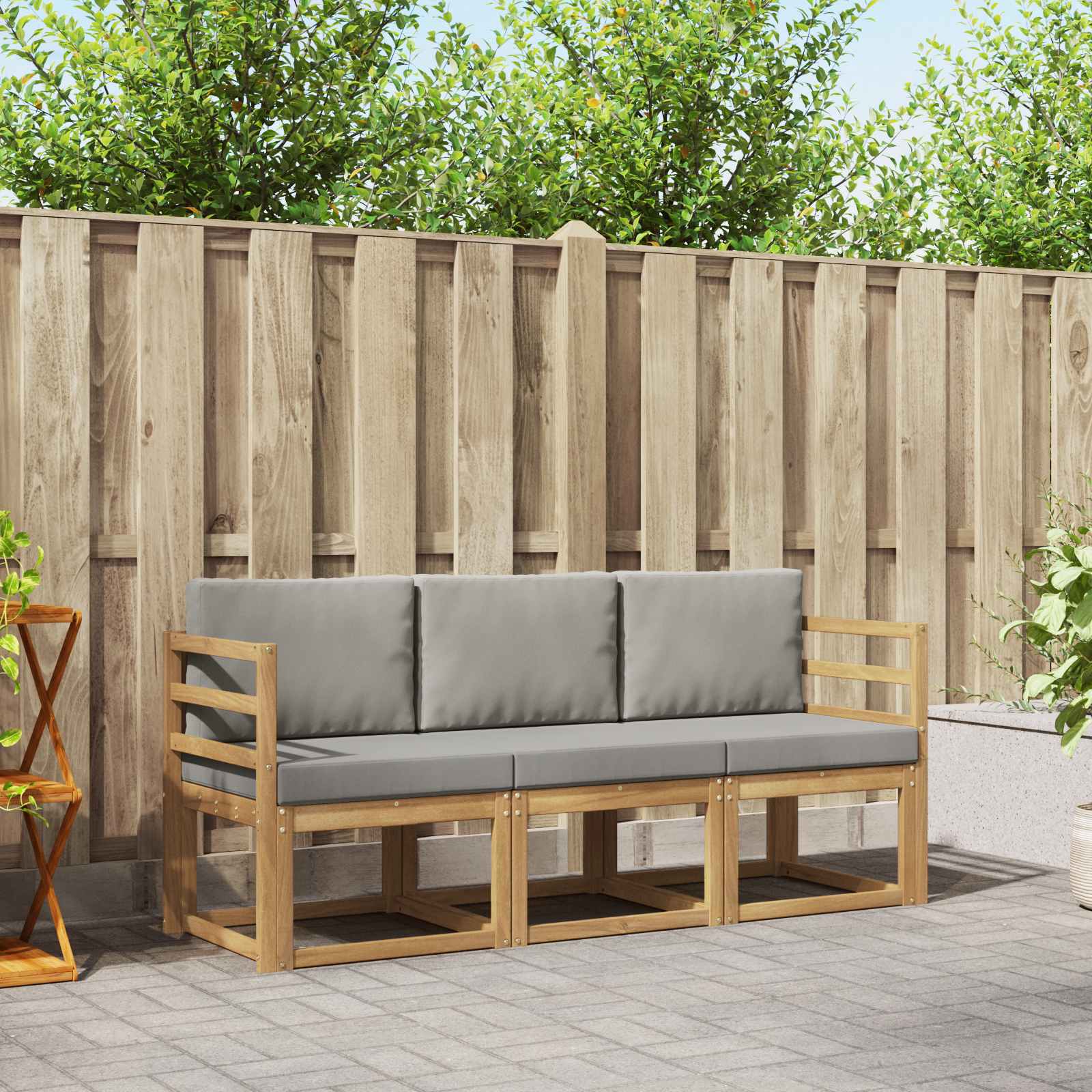 vidaXL Buiten bankenset 3 pcs Naturel Massief Acaciahout