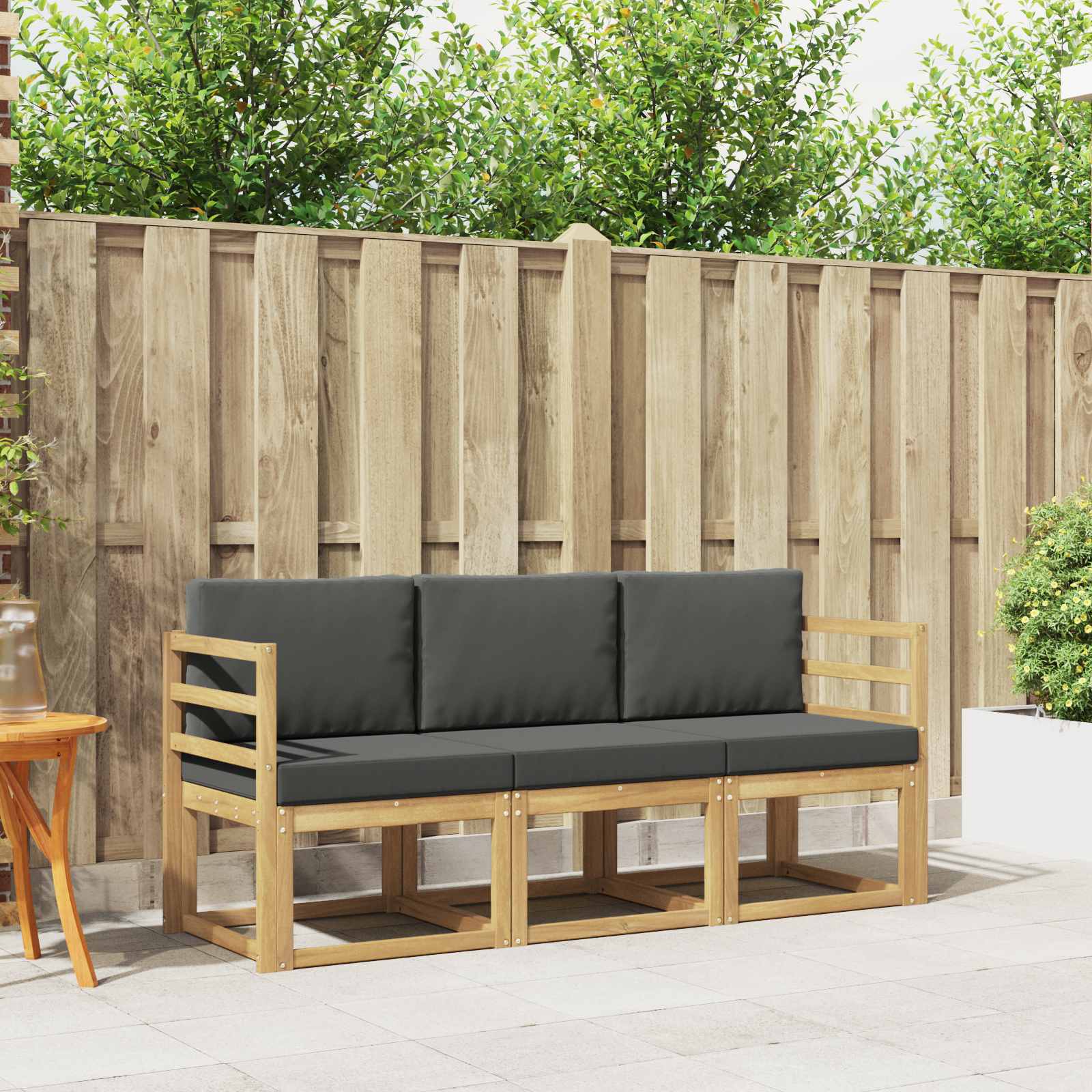 vidaXL Buiten bankenset 3 pcs Naturel Massief Acaciahout