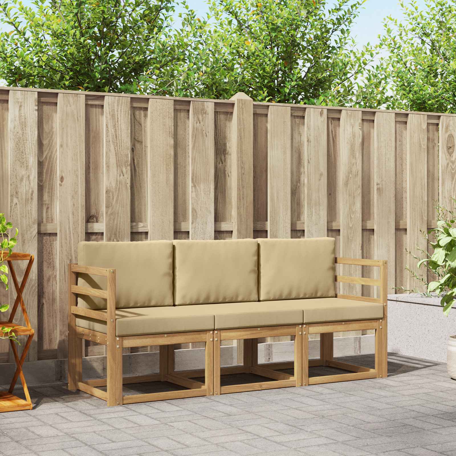 vidaXL Buiten bankenset 3 pcs Naturel Massief Acaciahout