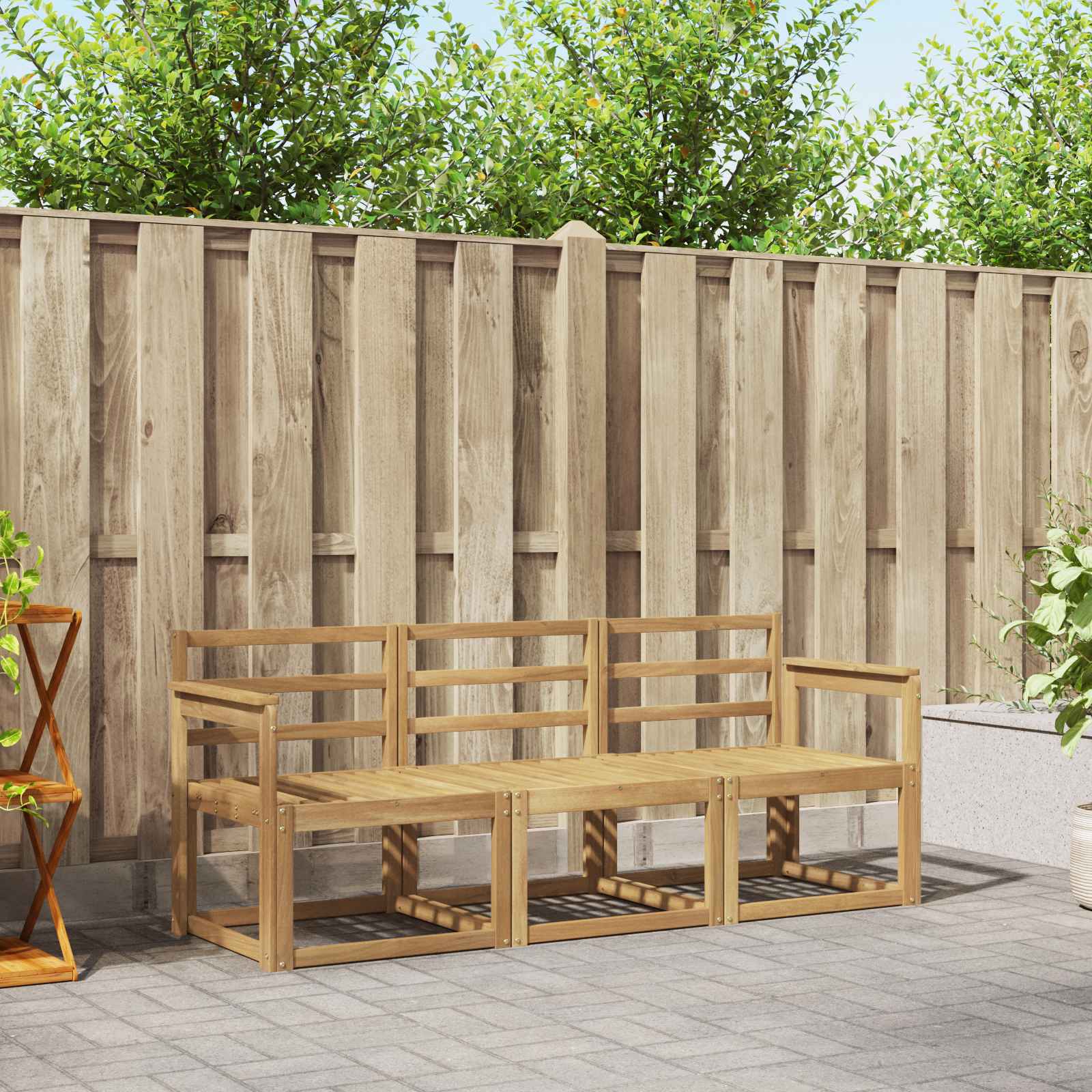 vidaXL Buiten bankenset 3 pcs Naturel Massief Acaciahout