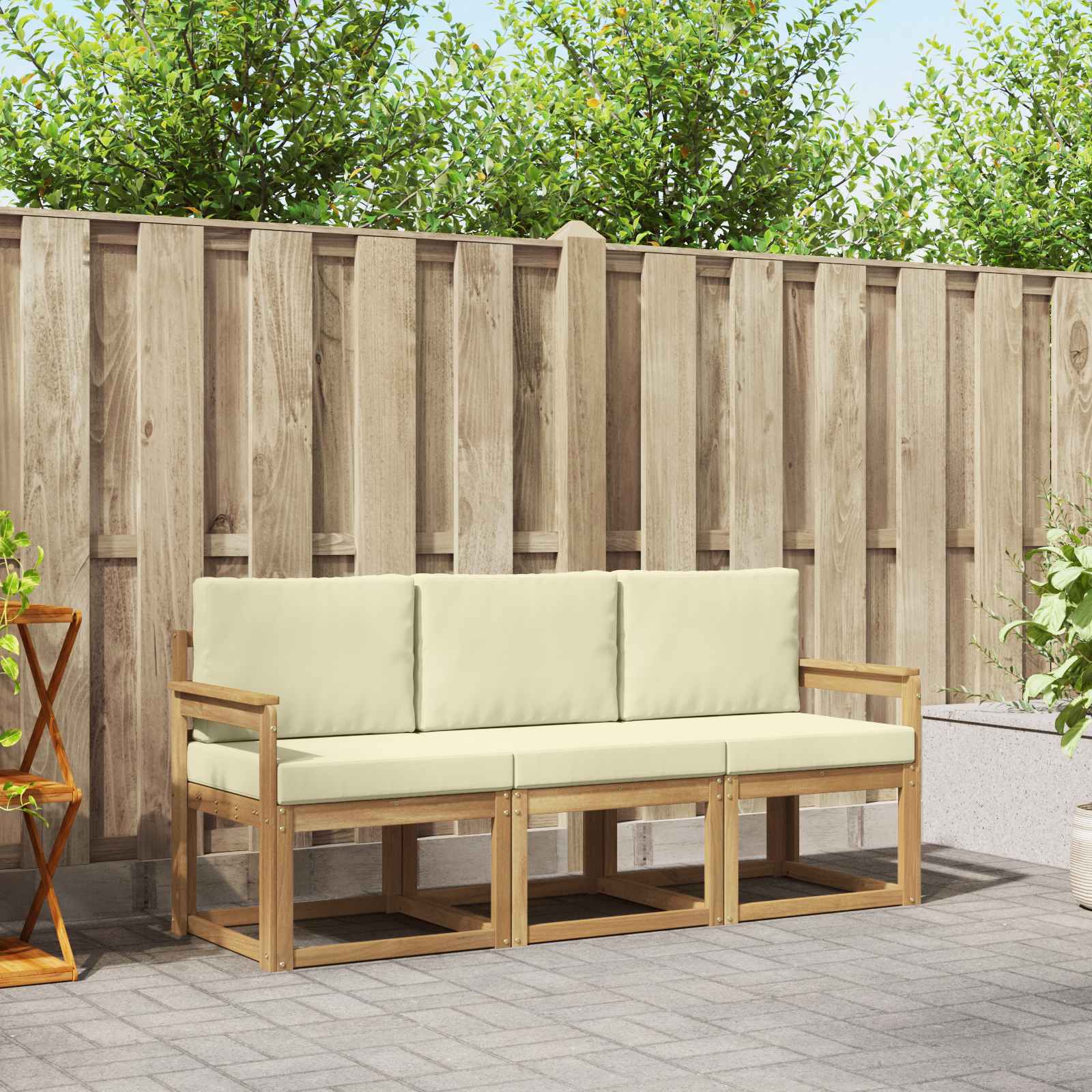 vidaXL Buiten bankenset 3 pcs Naturel Massief Acaciahout