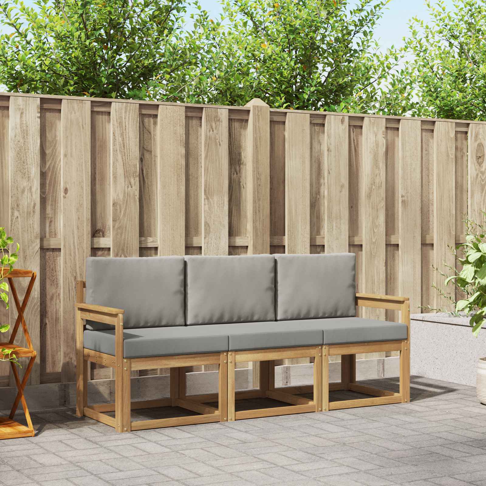 vidaXL Buiten bankenset 3 pcs Naturel Massief Acaciahout