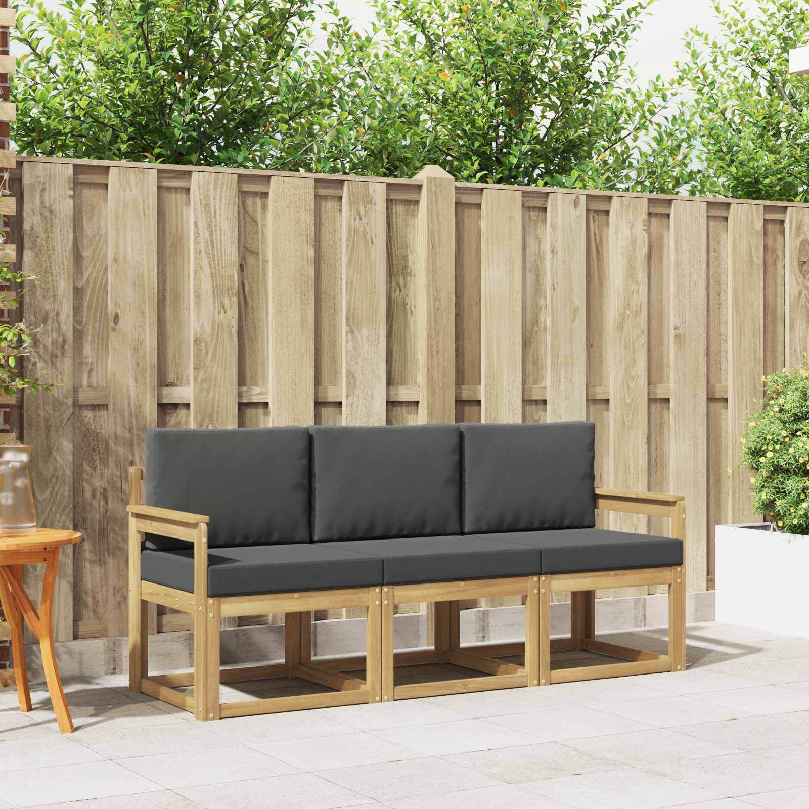 vidaXL Buiten bankenset 3 pcs Naturel Massief Acaciahout
