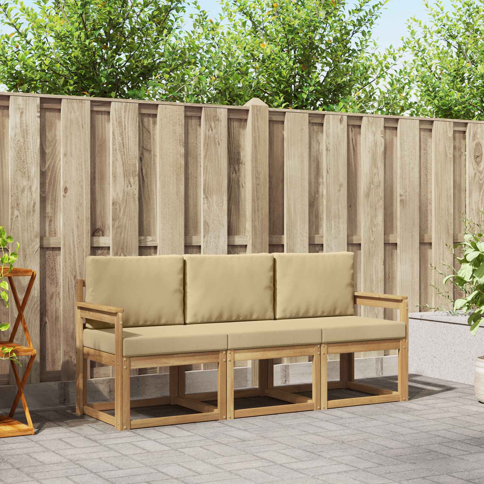 vidaXL Buiten bankenset 3 pcs Naturel Massief Acaciahout