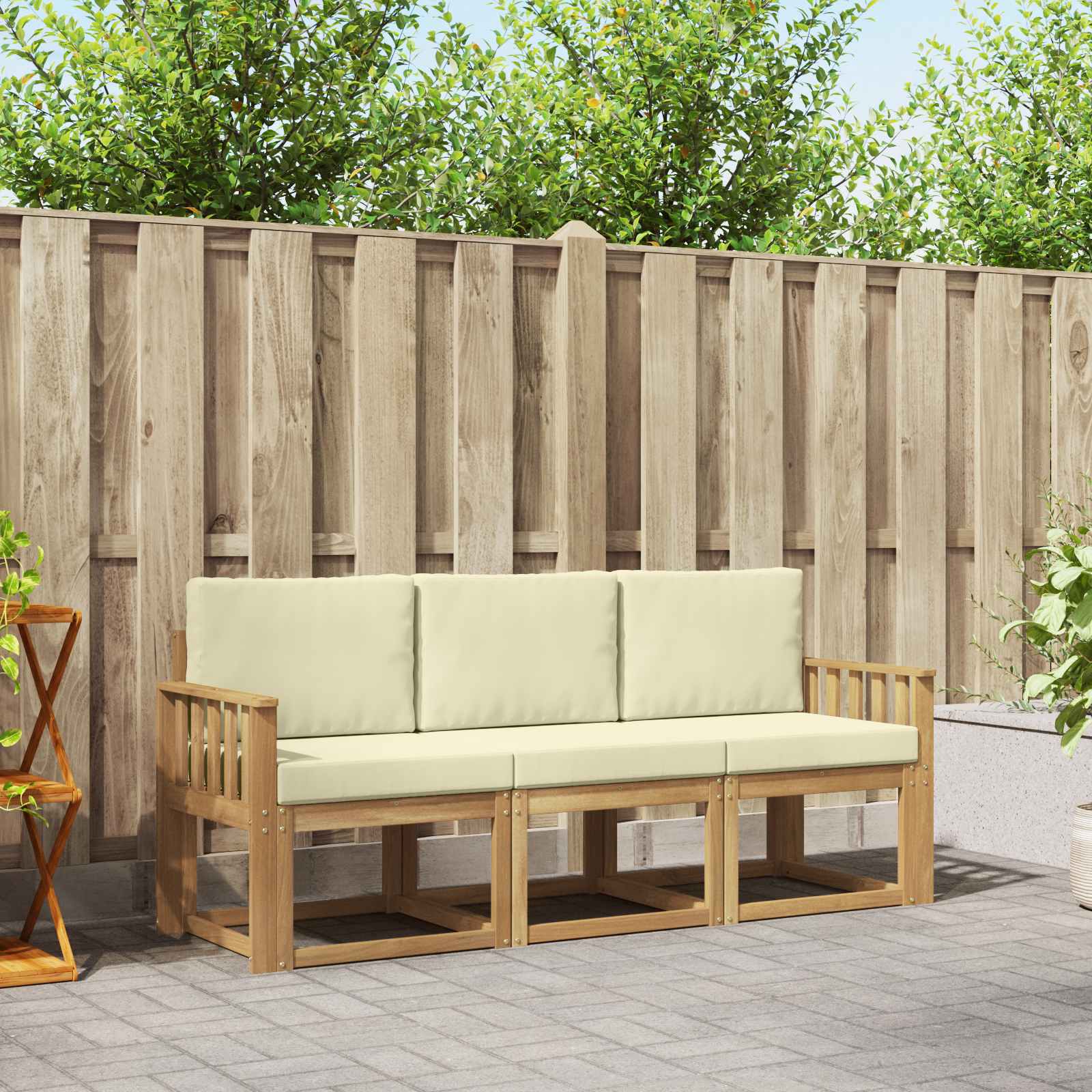 vidaXL Buiten bankenset 3 pcs Naturel Massief Acaciahout