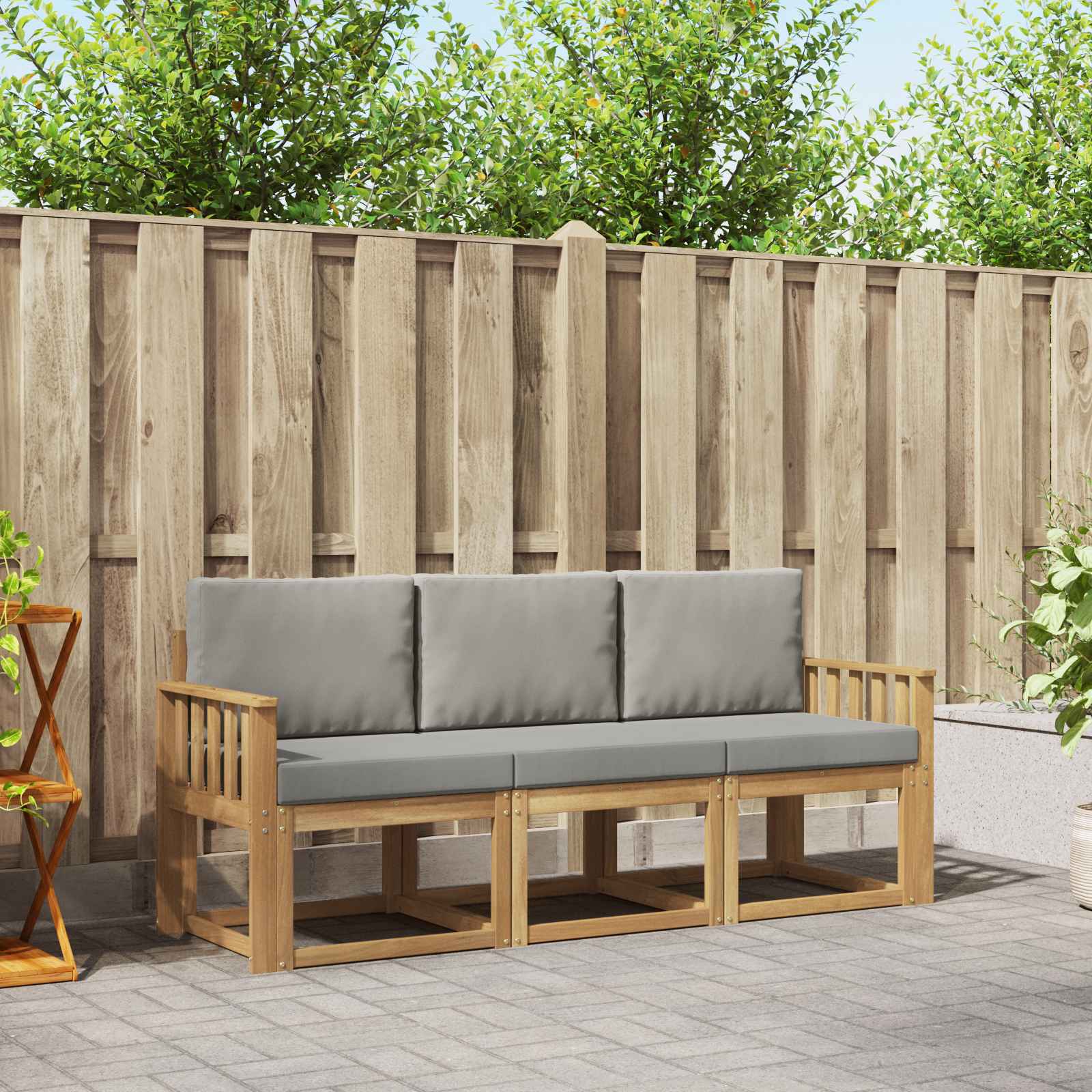 vidaXL Buiten bankenset 3 pcs Naturel Massief Acaciahout