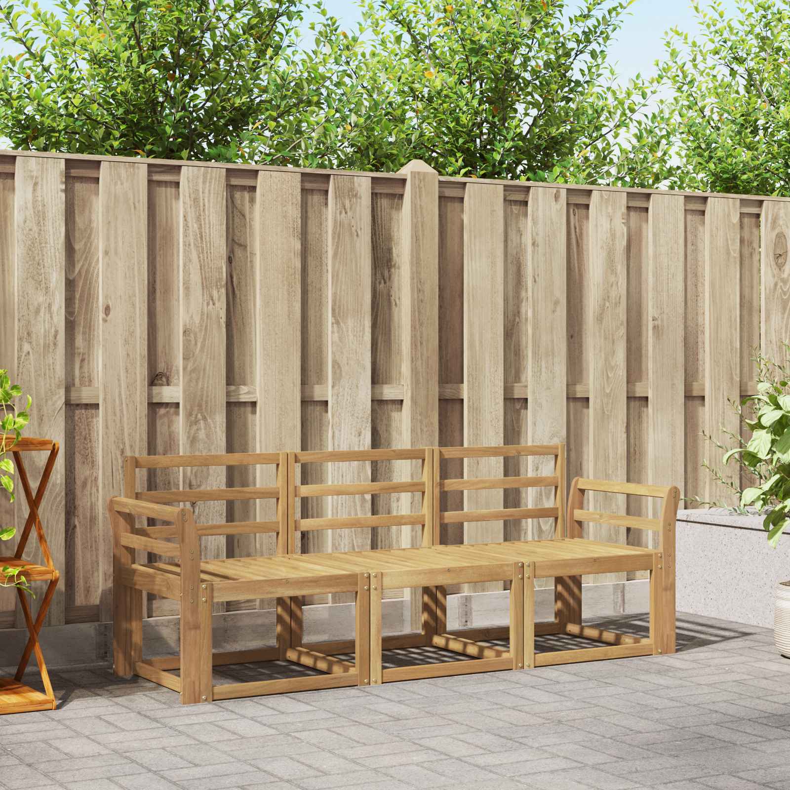 vidaXL Buiten bankenset 3 pcs Naturel Massief Acaciahout