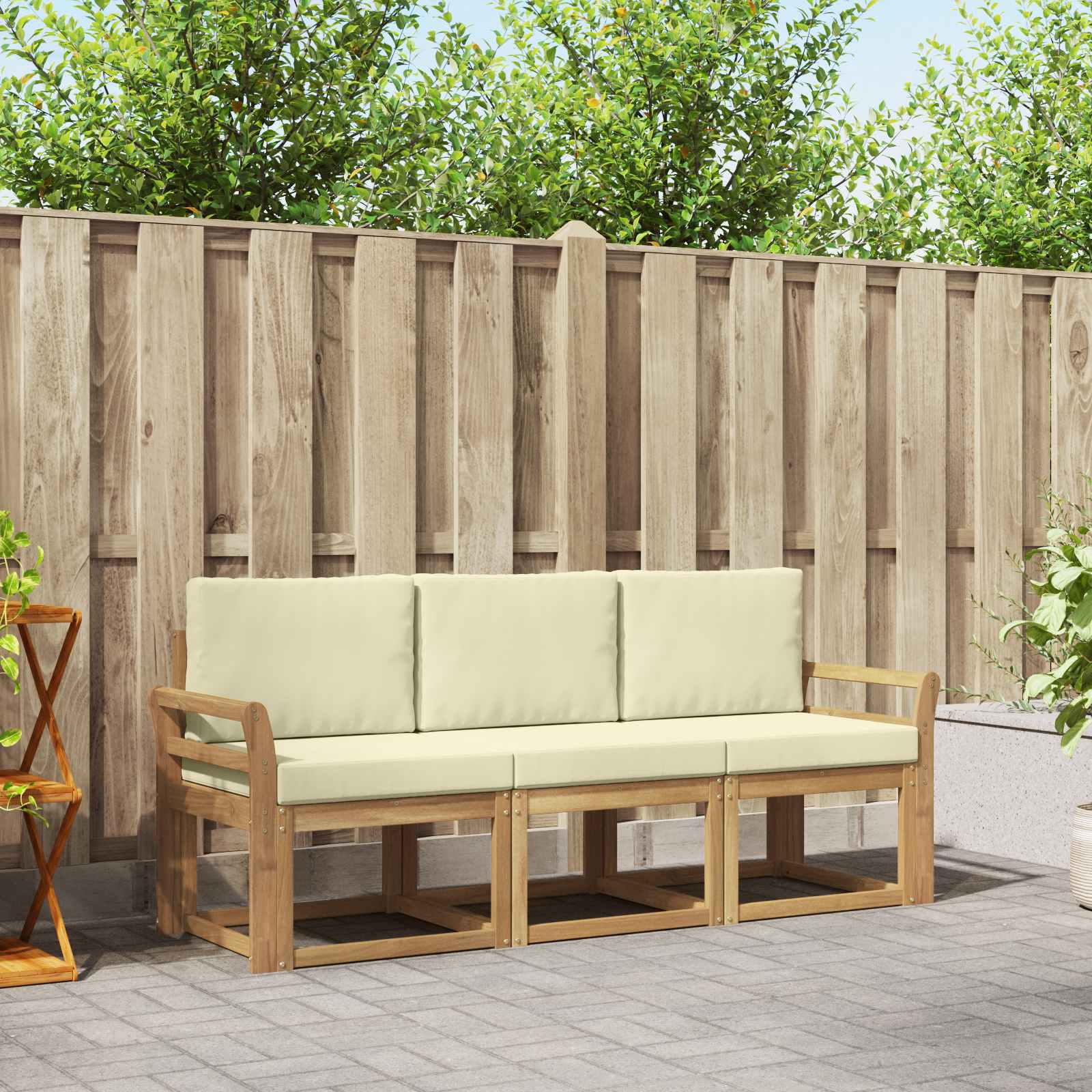 vidaXL Buiten bankenset 3 pcs Naturel Massief Acaciahout