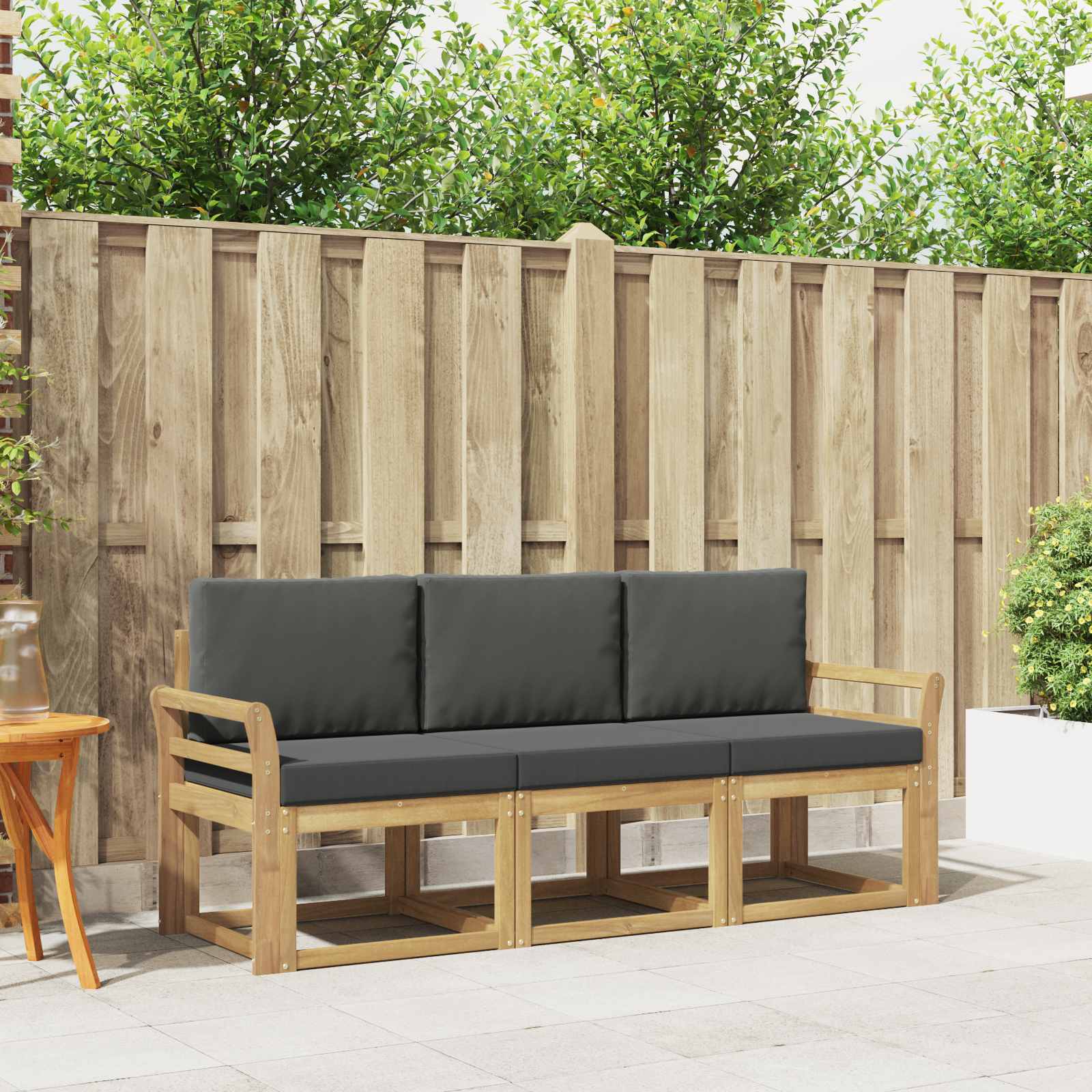 vidaXL Buiten bankenset 3 pcs Naturel Massief Acaciahout