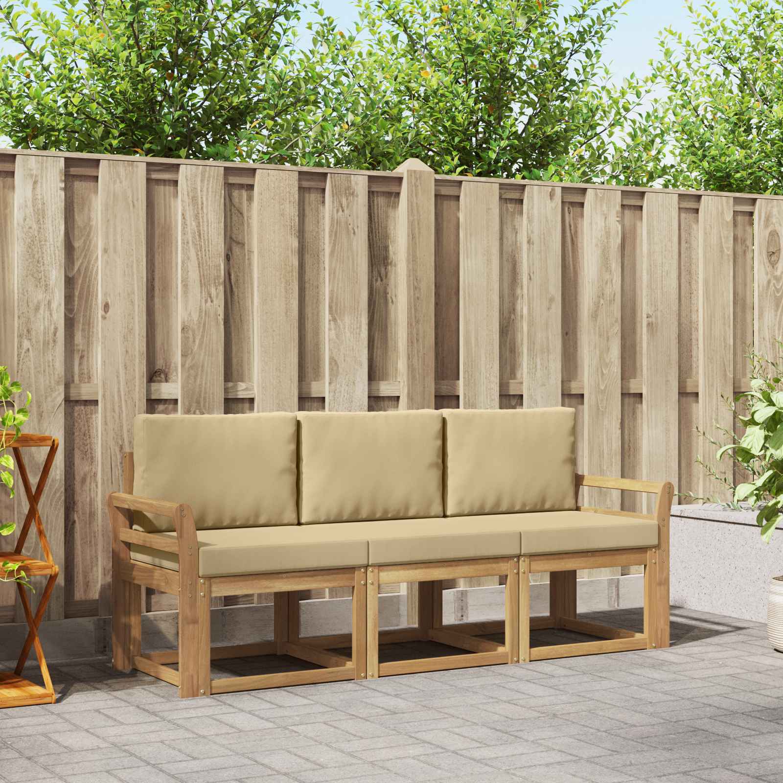 vidaXL Buiten bankenset 3 pcs Naturel Massief Acaciahout
