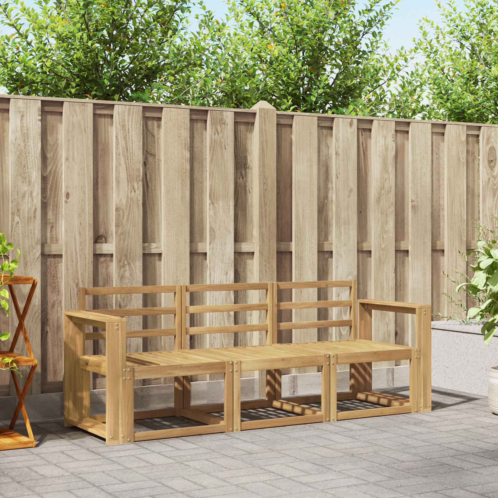 vidaXL Buiten bankenset 3 pcs Naturel Massief Acaciahout