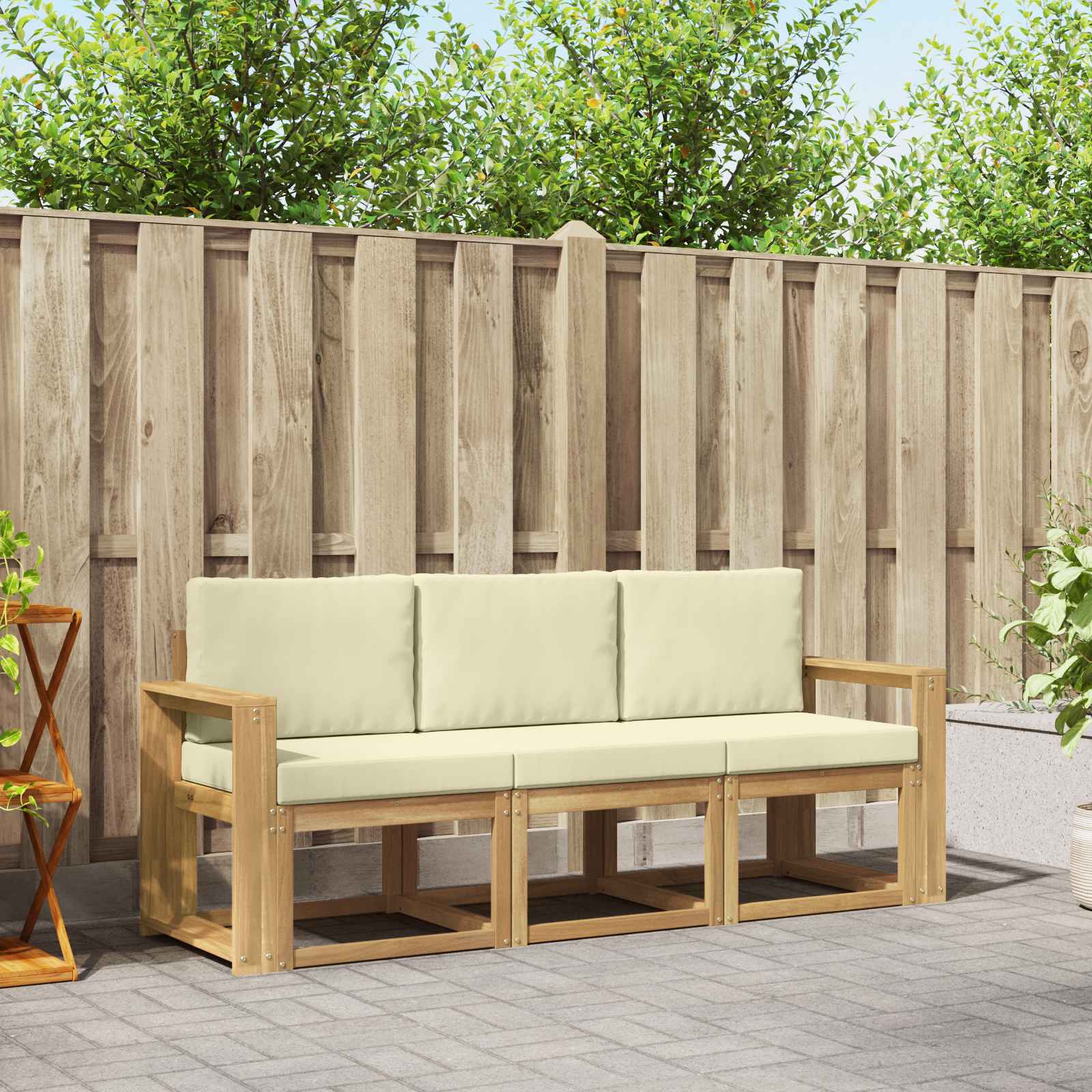 vidaXL Buiten bankenset 3 pcs Naturel Massief Acaciahout
