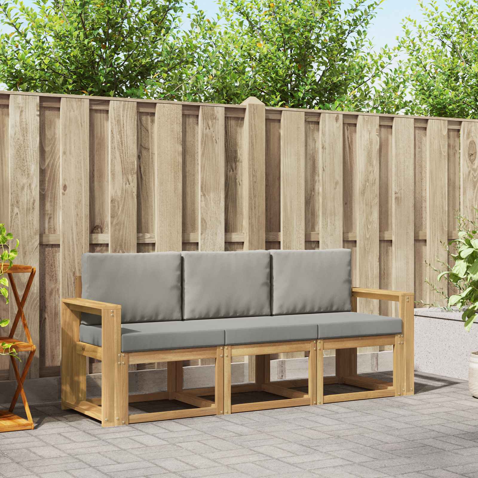 vidaXL Buiten bankenset 3 pcs Naturel Massief Acaciahout