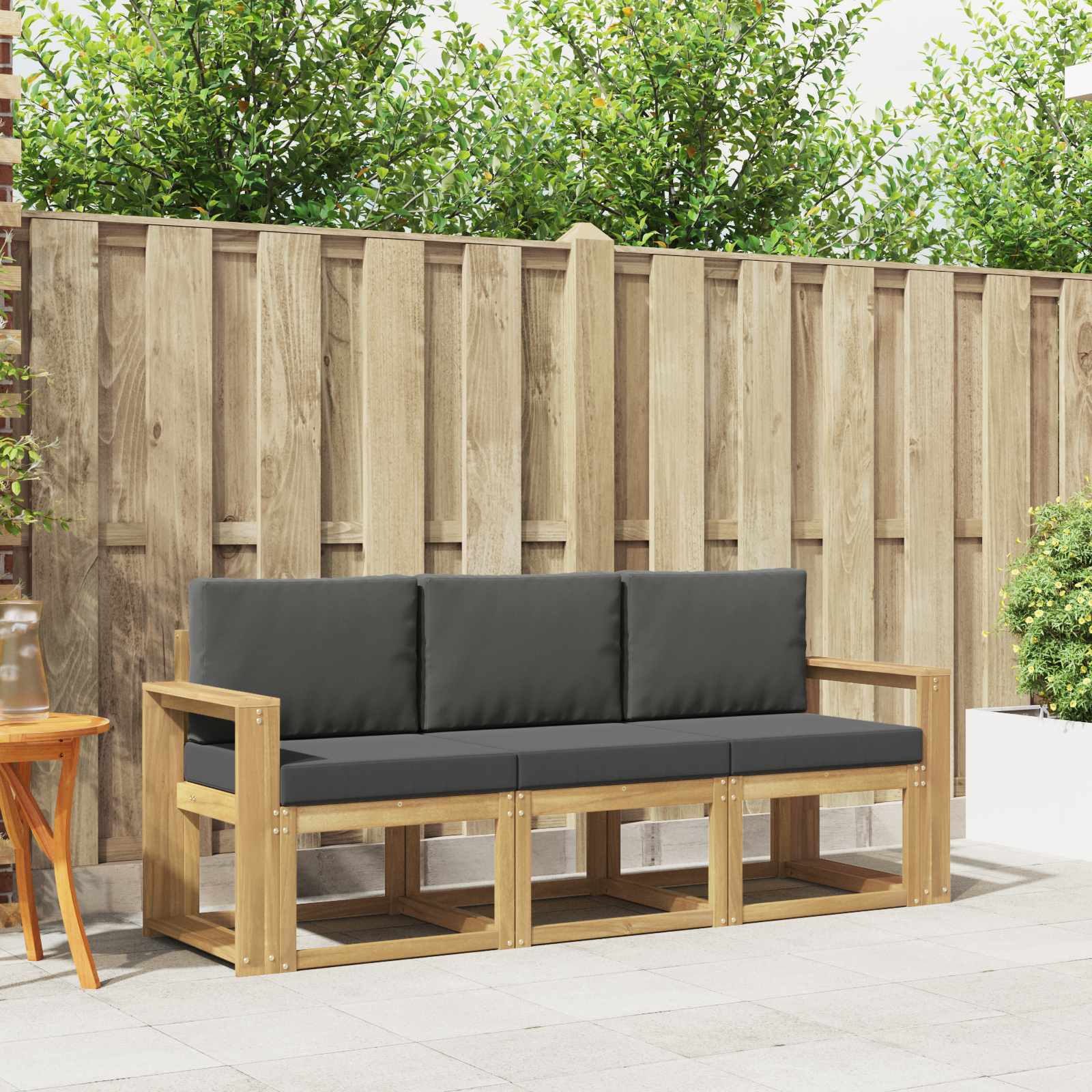vidaXL Buiten bankenset 3 pcs Naturel Massief Acaciahout