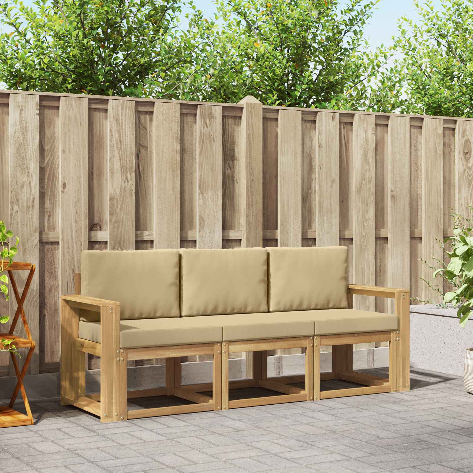 vidaXL Buiten bankenset 3 pcs Naturel Massief Acaciahout
